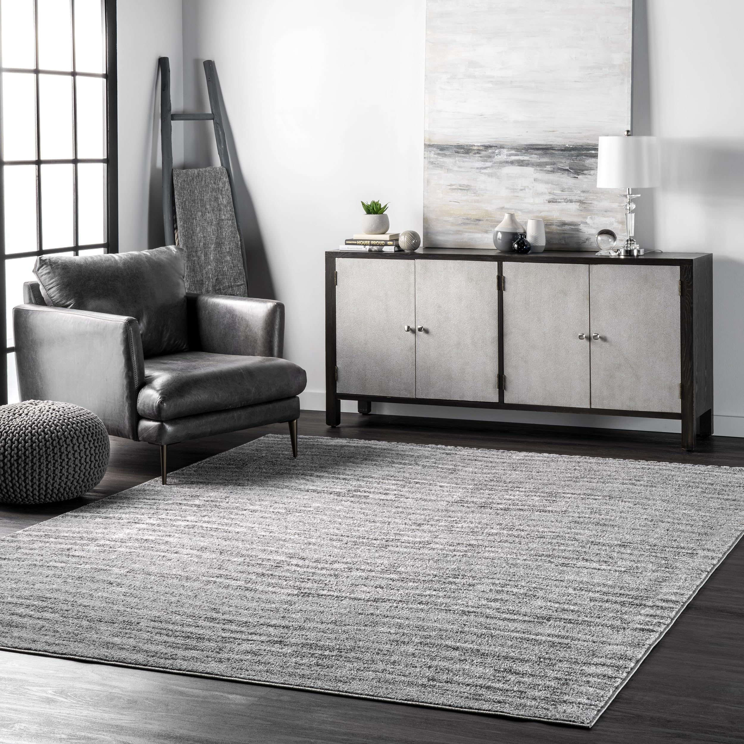 nuLOOM Sherill Grey 4' x 6' Indoor Area Rug - Non-Shedding, Power Loomed High-Traffic Rug for Living Room, Bedroom & Home - Perfect for Family Rooms, Office Spaces and Entryways