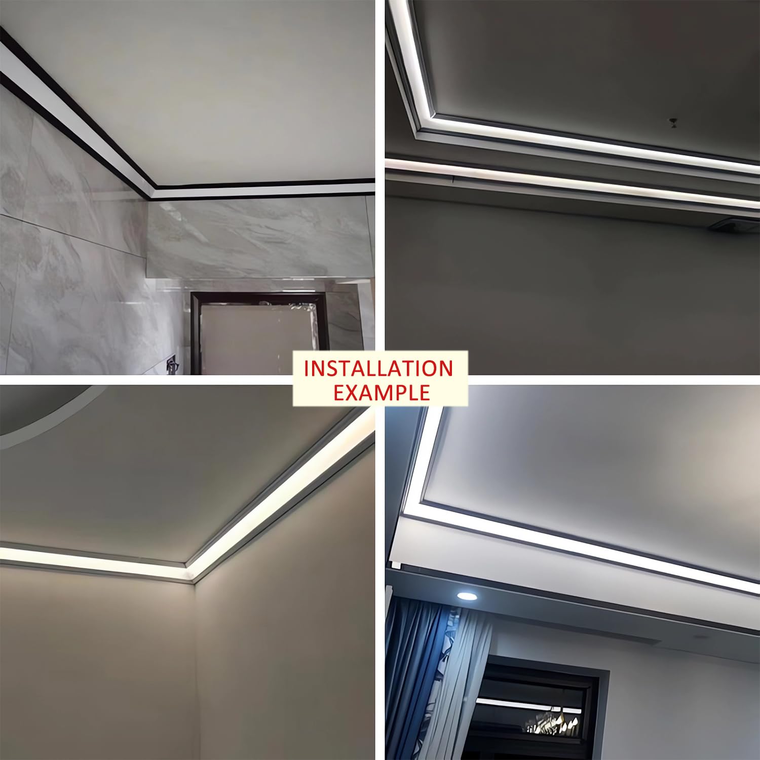 JARBIH 10 Pack Gold LED Aluminum Profile for Ceiling & Wall - 1M/3.3ft 6x6cm Top Corner Strip Lighting Channel for Living Room, Bedroom, Kitchen - Modern Linear Decoration & Ambient Lighting Solution
