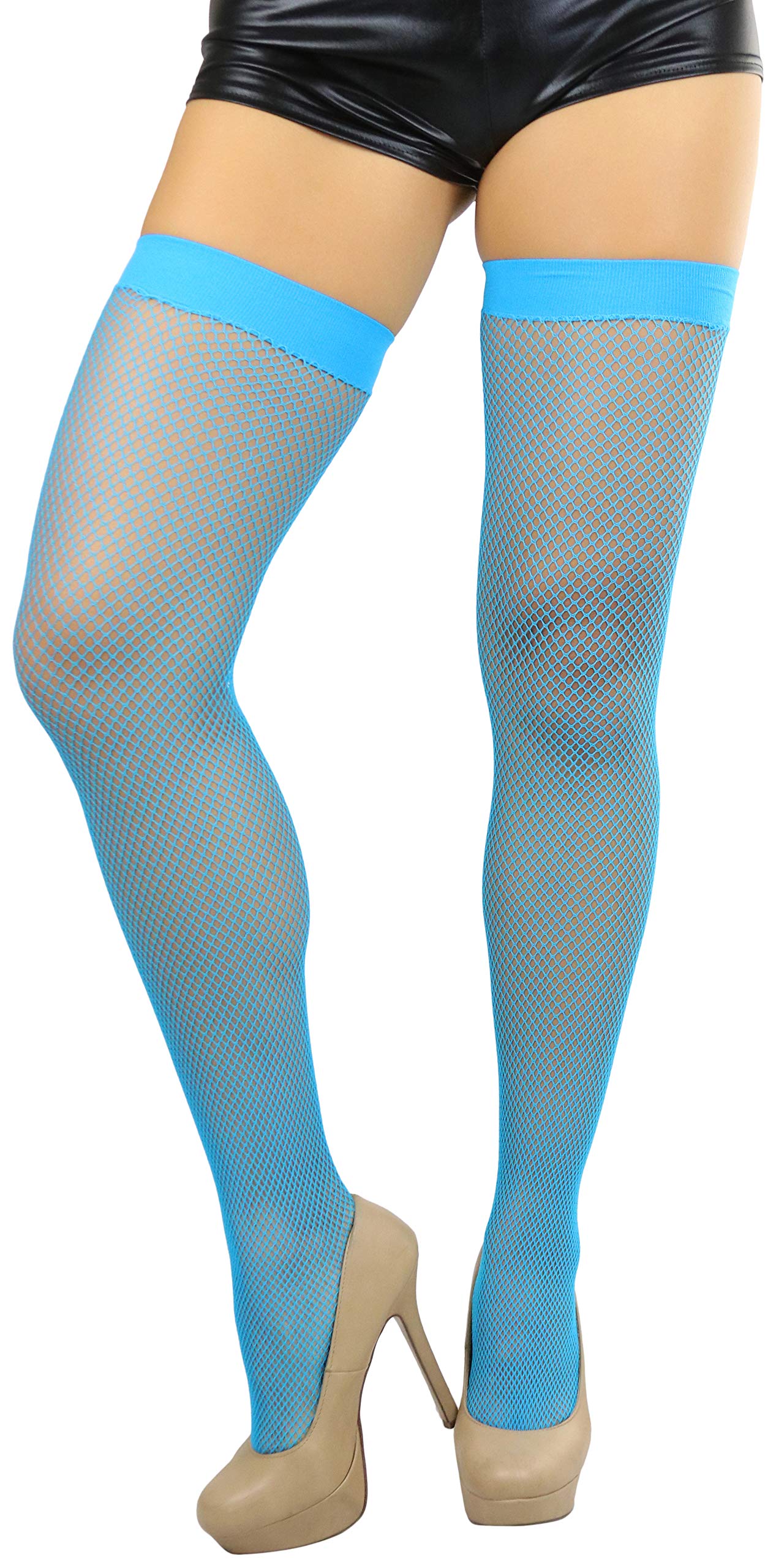 ToBeInStyle Women's Fishnet Thigh High Stockings - Sexy Sheer Bright & Vibrant Tights for Cosplay, Halloween, Dance & Night Out
