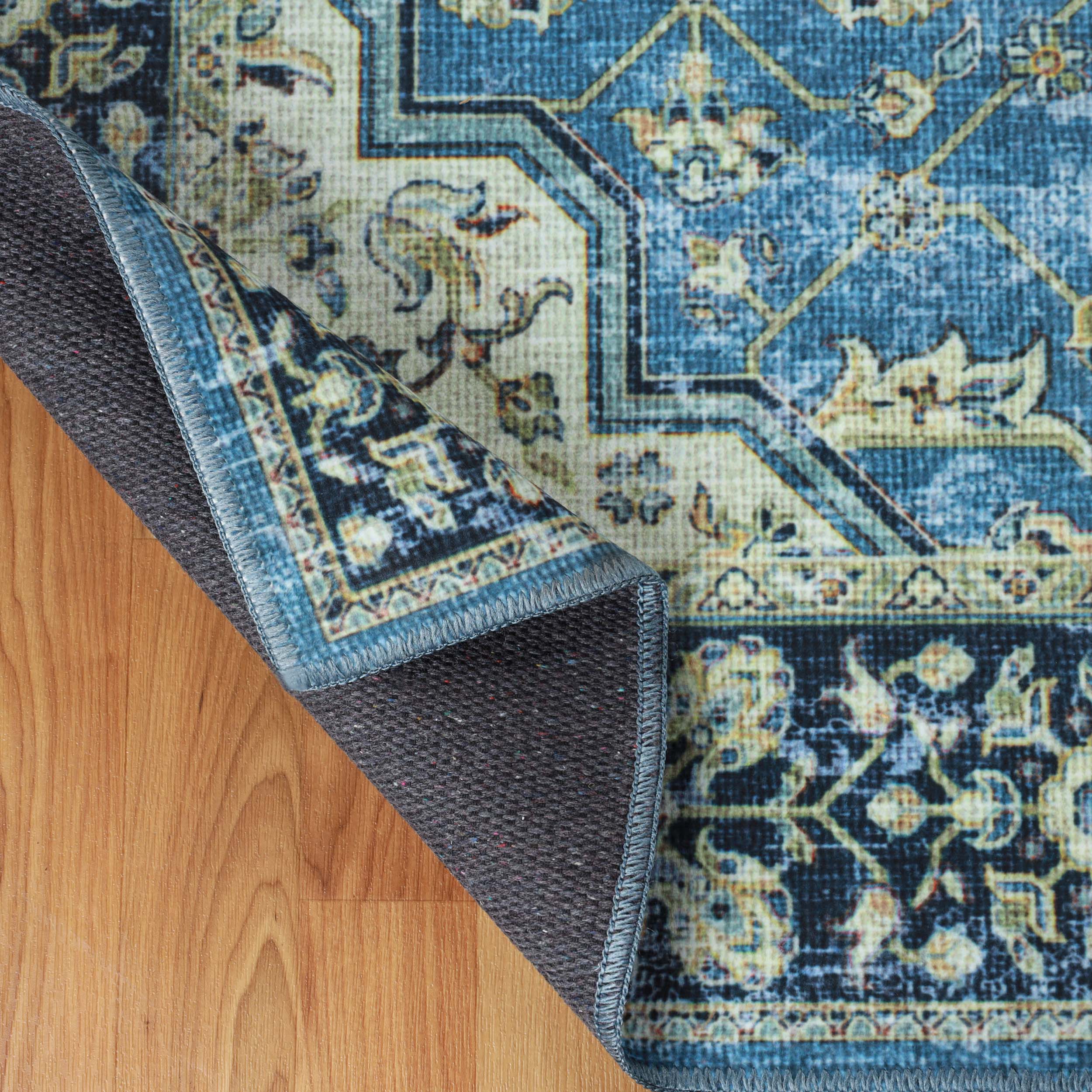 Jay Damask Medallion Bordered Washable Indoor Area Rug - Non-Slip Living Room Carpet, Bedroom Runner for Home Decor | Perfect for Hallways, Entryways & Cozy Spaces