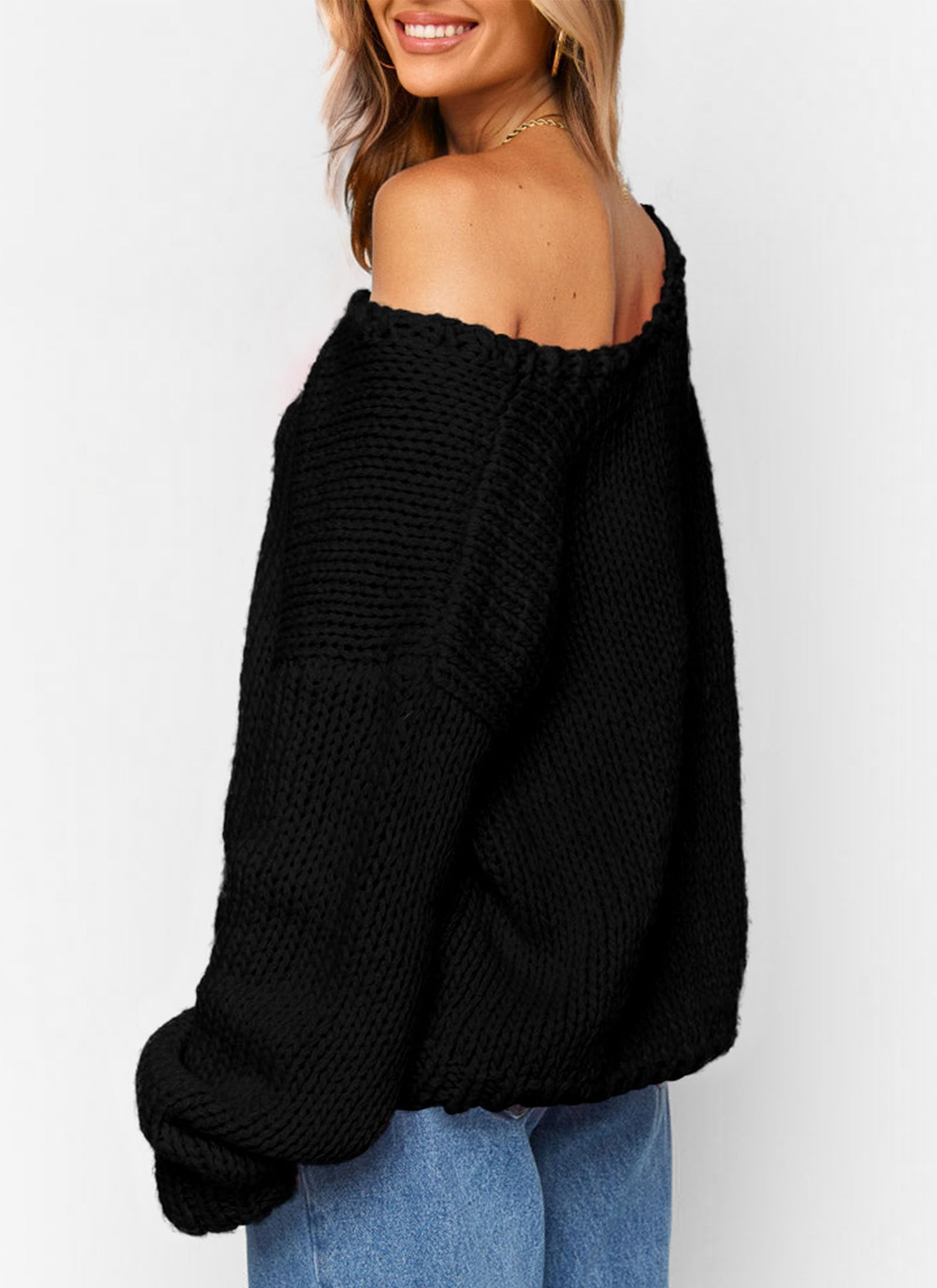 PRETTYGARDEN Women's Chunky Knit Sweater - Oversized V-Neck Long Sleeve Pullover Top for Fall/Winter - Casual & Dressy Loose Fit Tunic Sweater for Work, Date Night & Cozy Layering