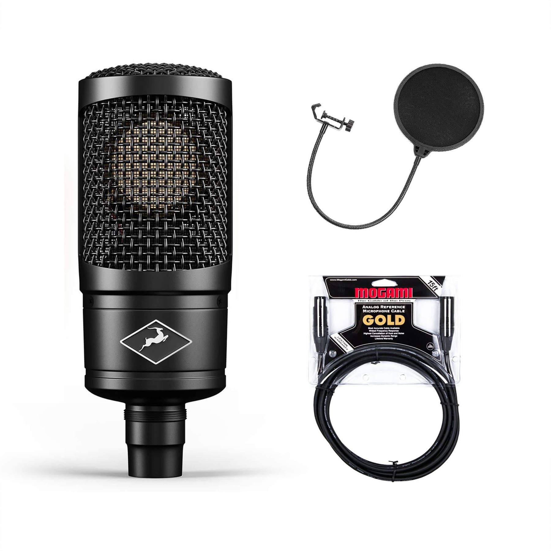 Antelope Audio Edge Solo Professional USB Microphone Bundle with Mogami Gold Cable & Pop Filter - Studio Recording, Podcasting & Voice Over Kit