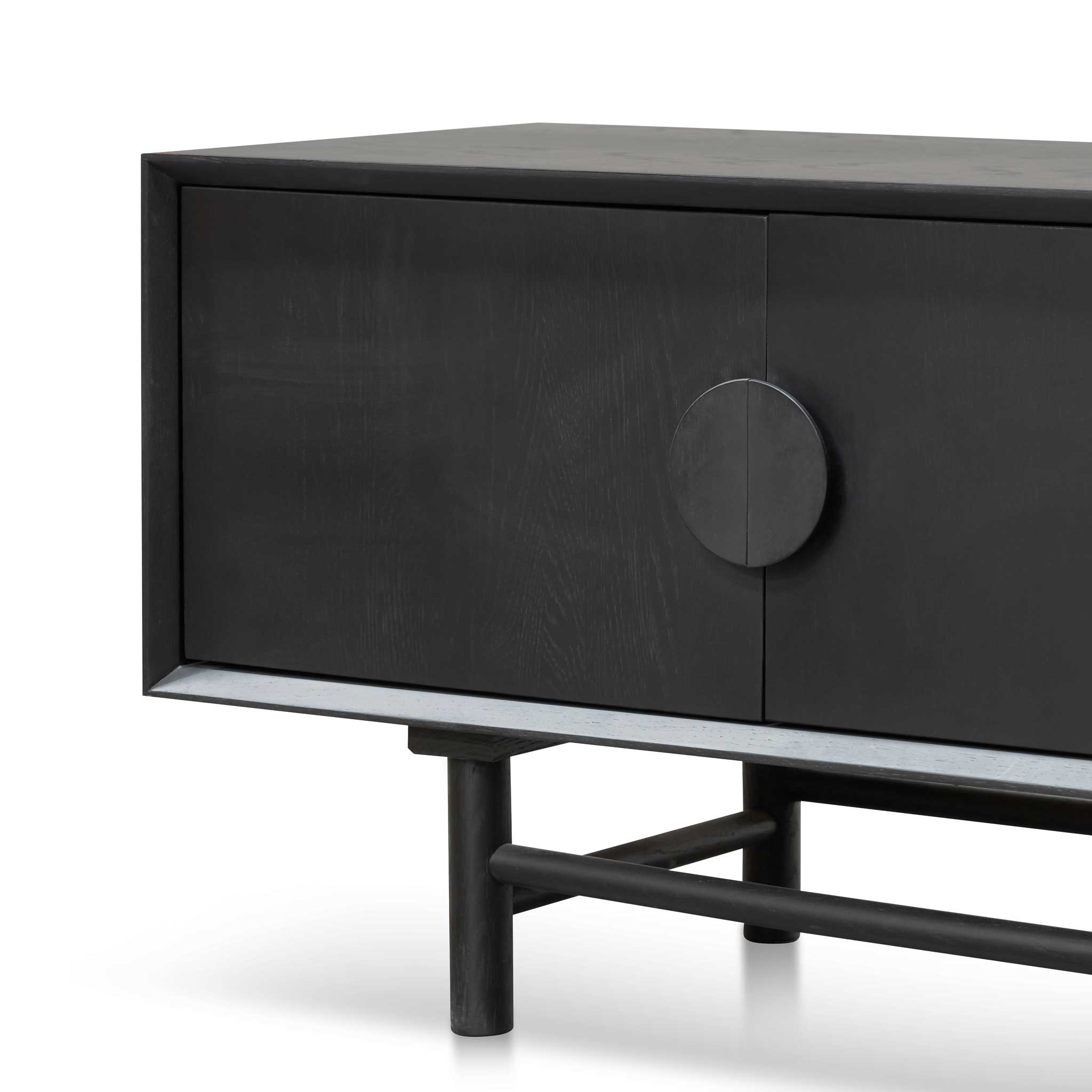 1.8m Black Wooden TV Stand Entertainment Center - Modern TV Console for Living Room, Bedroom & Home Theater Setup