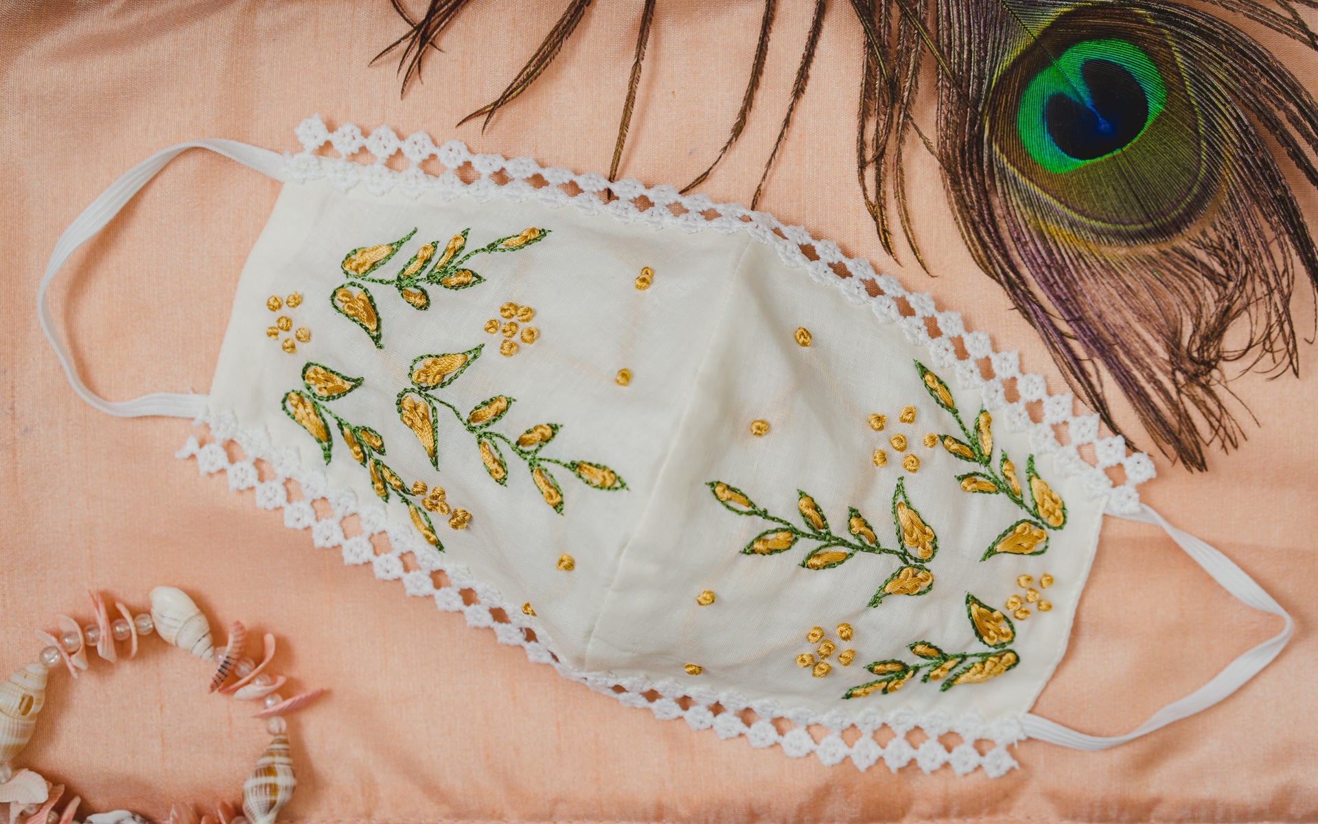 Floral Embroidered Cotton Face Mask - Pack of 4 with Different Designs | Reusable, Breathable & Stylish for Everyday Wear, Work & Outdoor Activities