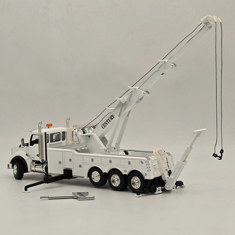FIRST GEAR 1/50 Scale Kenworth T880 Diecast Truck with Century Model 1060 Rotator Wrecker - White Collectible Model Car (50-3467) - Perfect for Truck Enthusiasts, Diecast Collectors, and Display Showcases