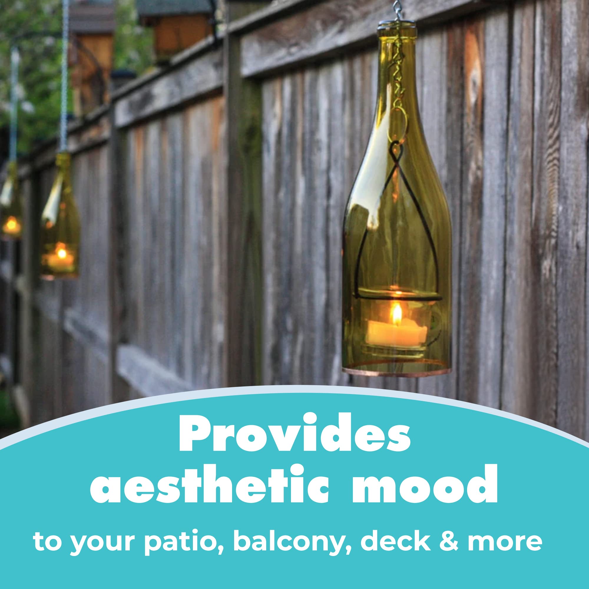 Rustic Hanging Wine Bottle Lantern Lights - Indoor/Outdoor Decorative LED Candle Holders for Wedding, Patio, Garden & Home Decor (Set of 4) - Perfect for Romantic Dinners, Backyard Parties & Cozy Ambiance