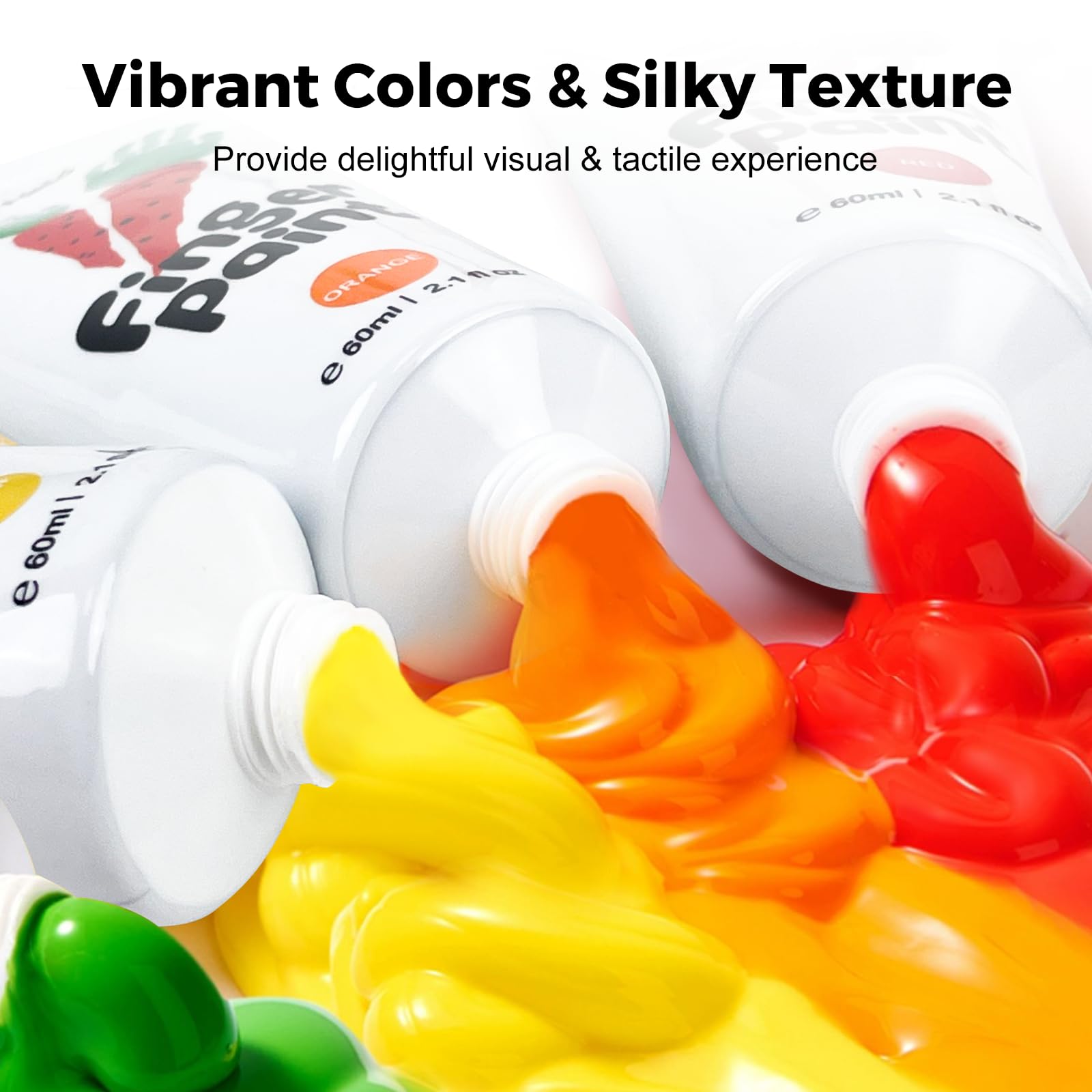 **Jar Melo Washable Non-Toxic Finger Paints for Toddlers - 10 Vibrant Colors (2.1 fl oz), Safe Hand & Feet Baby Paint, Large Capacity Art Supplies for Kids Ages 2+, Perfect for Preschool Learning & Creative Play at Home**