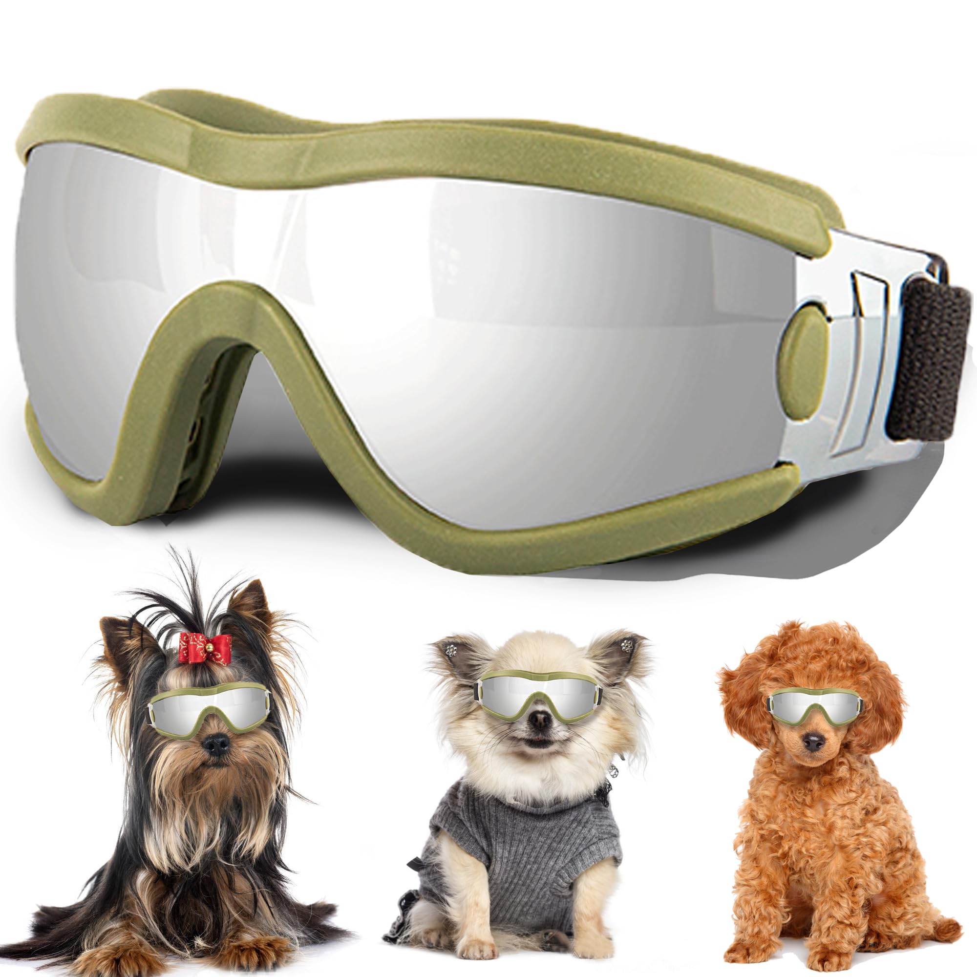**UV Protection Small Dog Sunglasses with Adjustable Strap - Winproof & Soft Dog Goggles for Puppy Eye Protection - Perfect for Outdoor Adventures, Beach Trips & Sunny Walks**