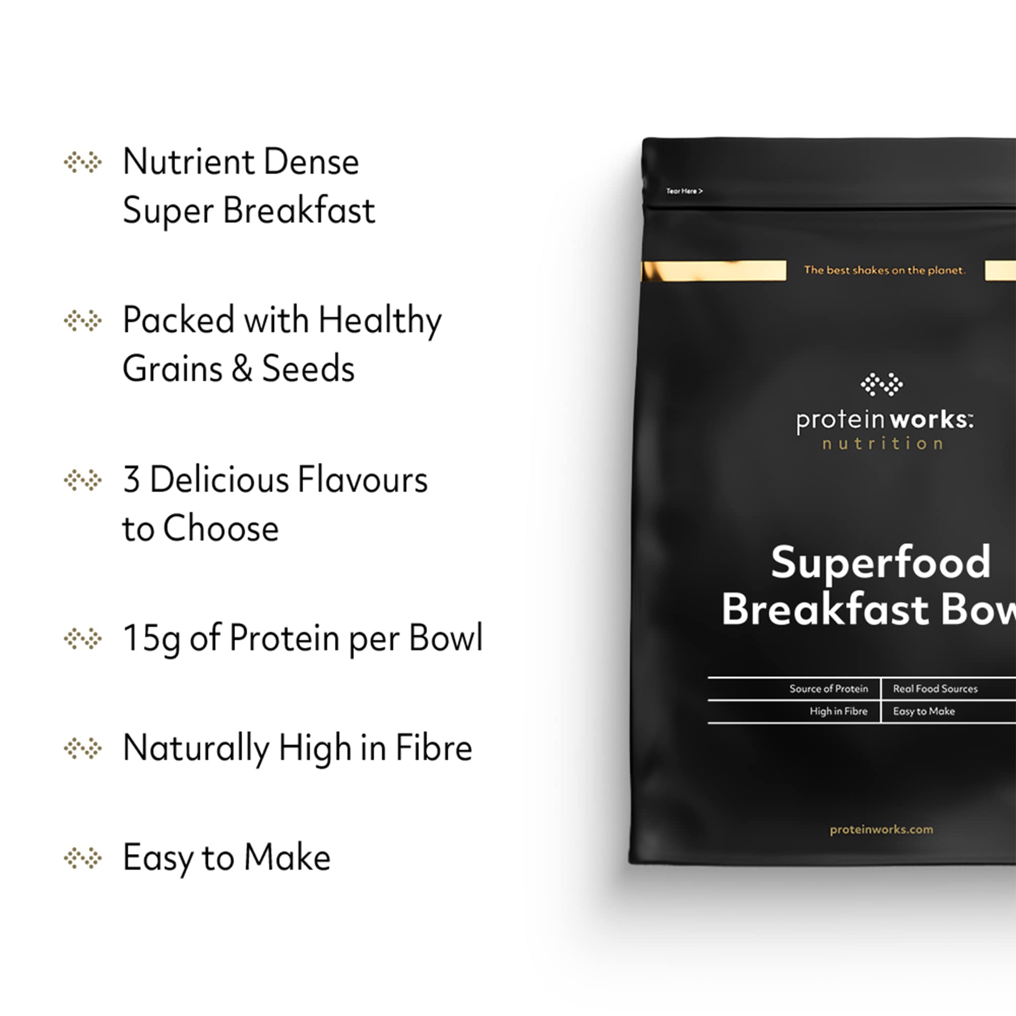 THE PROTEIN WORKS Superfood Breakfast Bowl - High Protein Vegan Gluten-Free Meal for Weight Loss & Energy Boost - Perfect for Busy Mornings, Post-Workout Recovery & Healthy On-The-Go Breakfast
