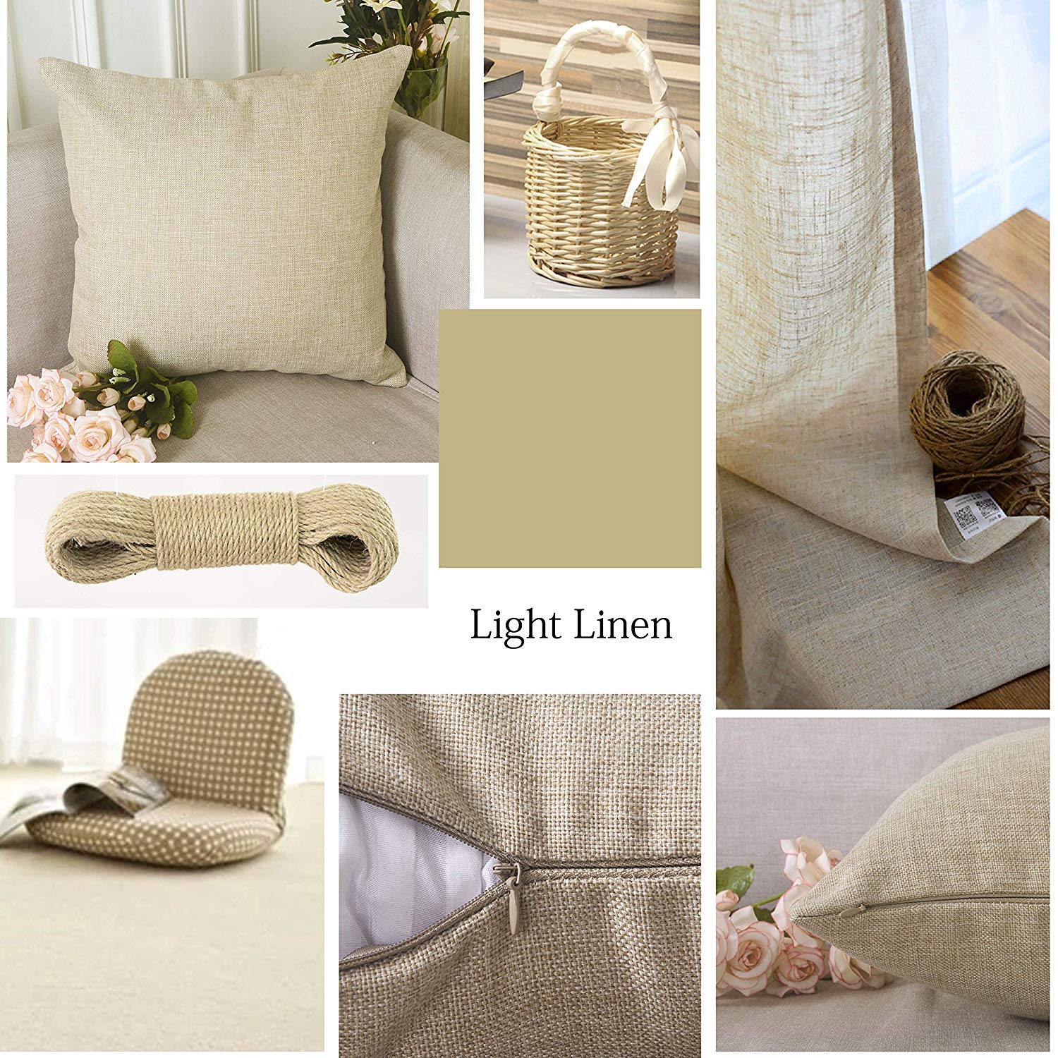 Onion Macro Nature Garden Rose Flower Blossom Linen Throw Pillow Covers 18x18 Inch - Soft Couch, Car Seat & Bedroom Decor for Living Room, Nursery & Office