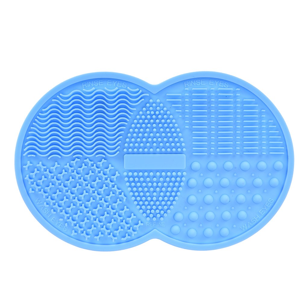 BESTIM INCUK Makeup Brush Cleaning Mat - Silicone Cosmetic Brush Cleaner Pad with Suction Cup, Scrubber Tool for Easy Washing (Blue) - Perfect for Home & Professional Makeup Brush Care