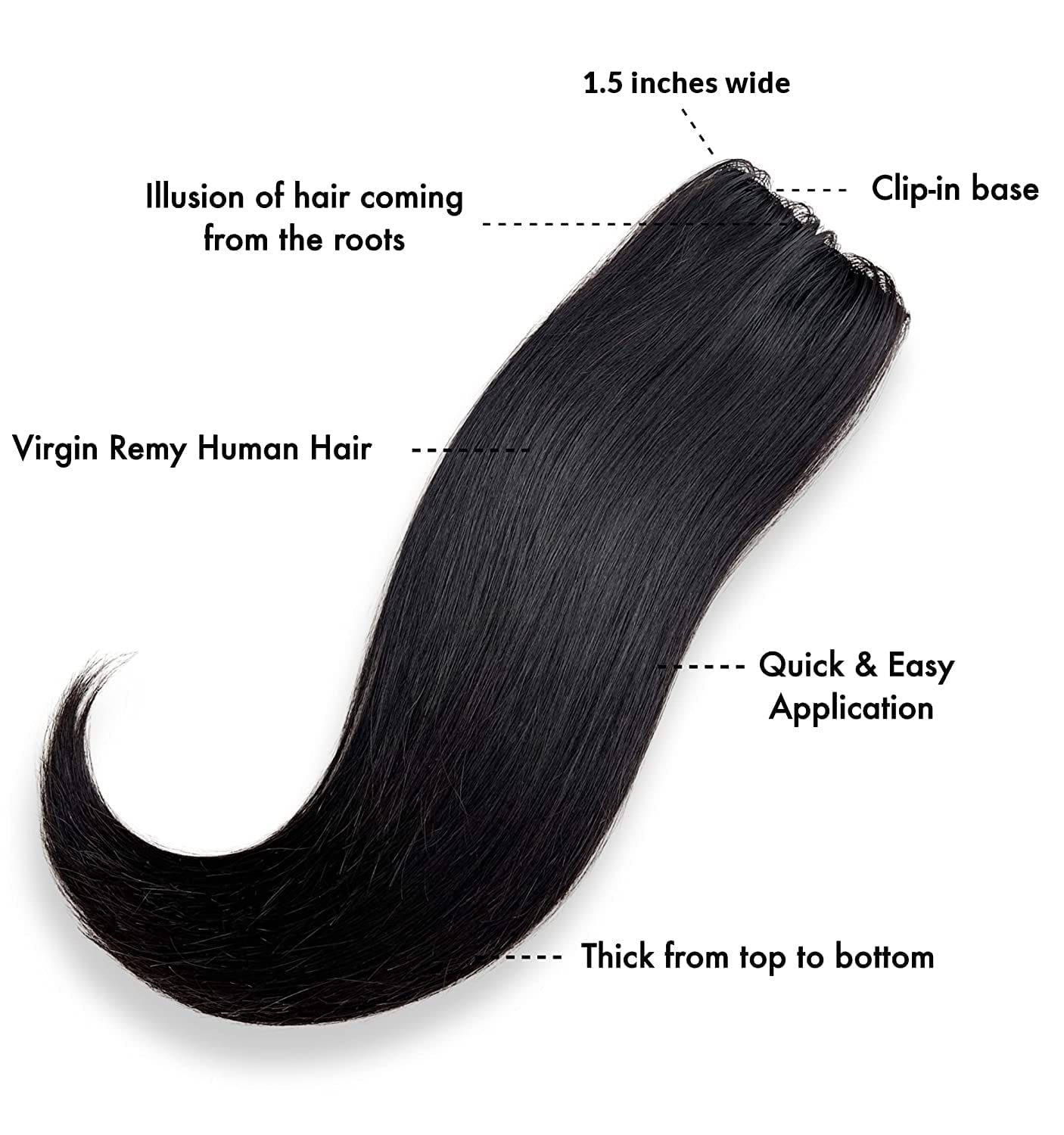 Kabello Invisible Hair Patch Single Clip Streak Human Hair Extension 16