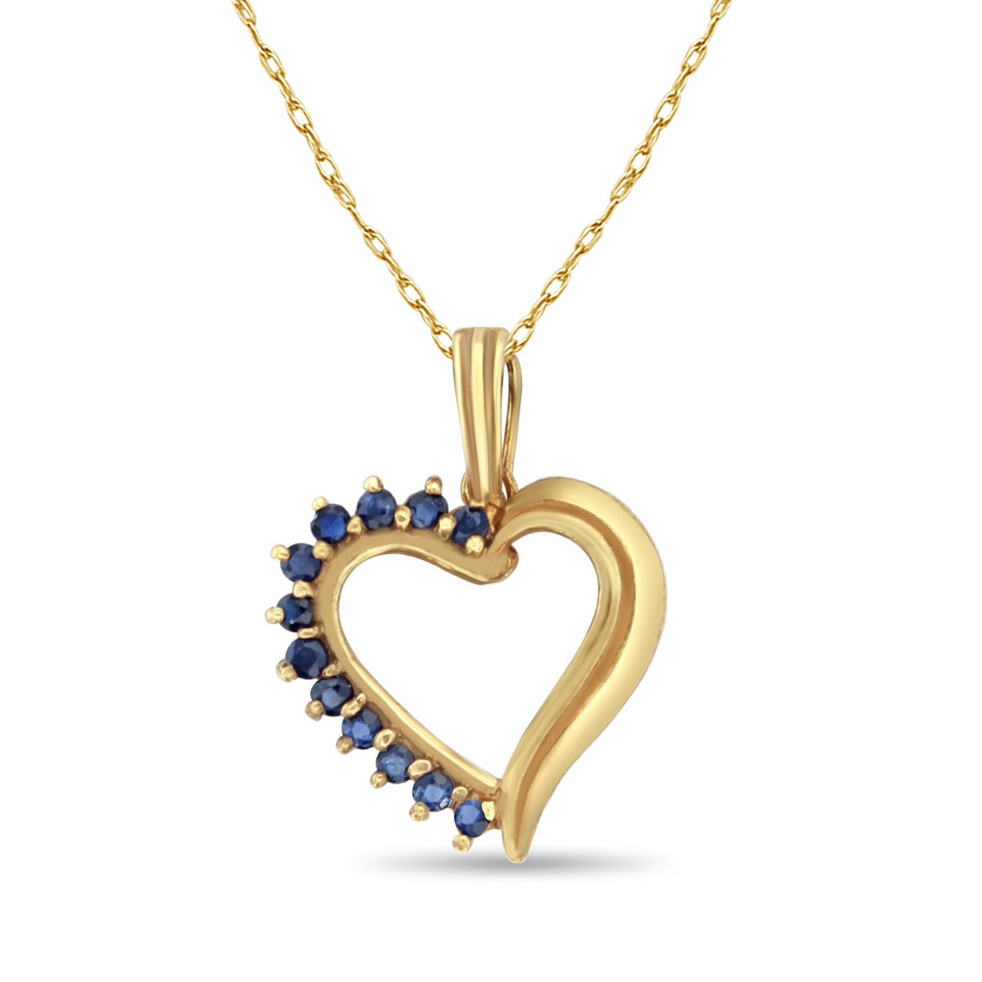Vintage Sapphire Heart Necklace 14k Yellow Gold - Elegant Dainty Jewelry for Women, Perfect Gift for Anniversary, Valentine's Day & Special Occasions