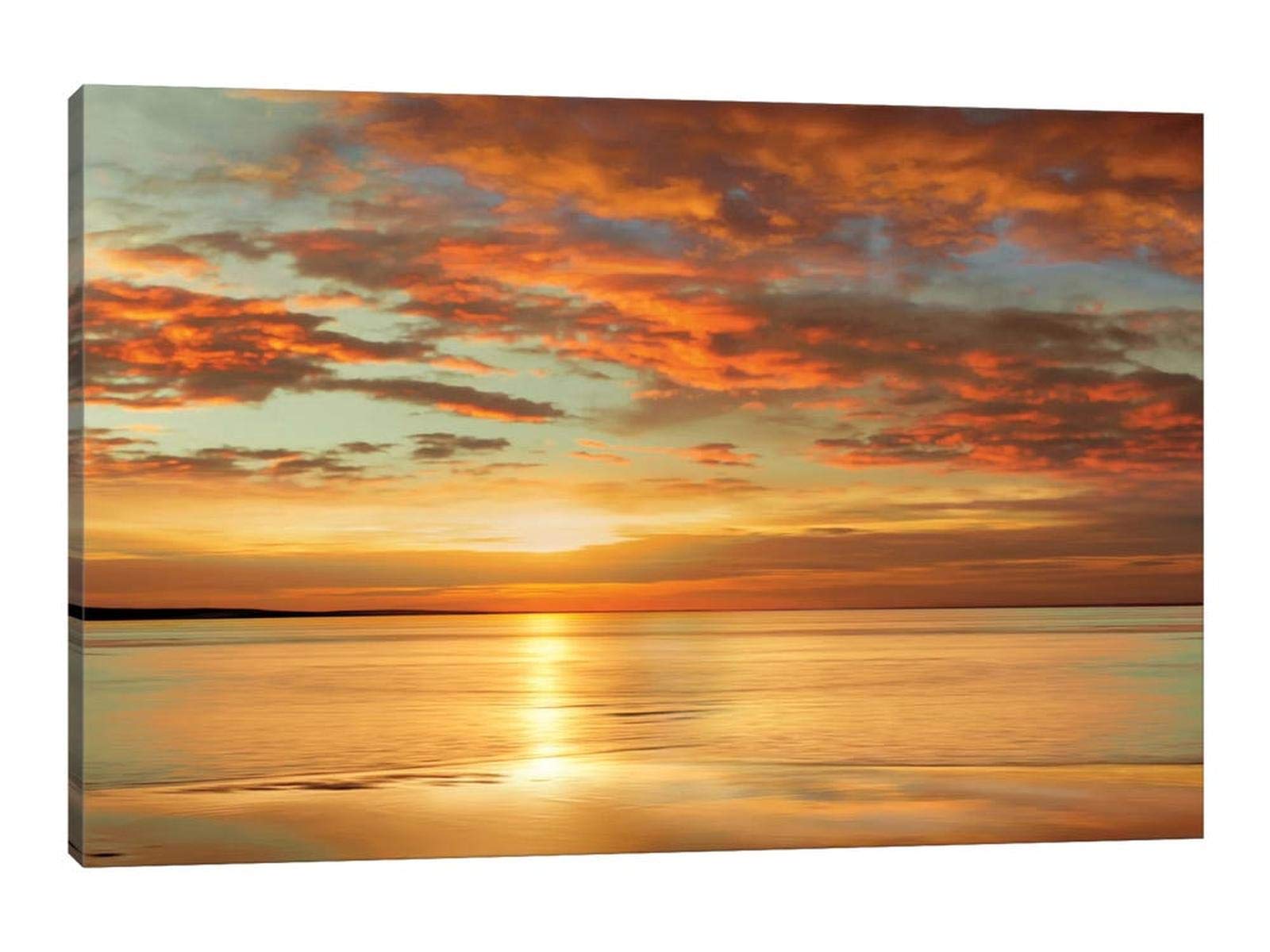 Ocean Wall Art Canvas Print - 32x48 Inches Beach Bathroom Decor, Sunset Painting for Living Room & Home - Perfect for Coastal, Nautical & Beach Themed Interior Design