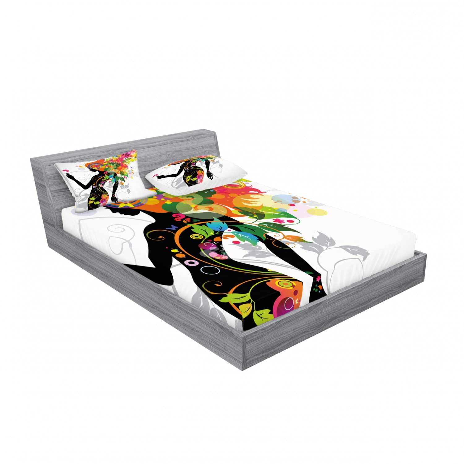 Ambesonne 2-Piece King Size Fitted Sheet Set with 4 Pillow Shams - Vibrant Butterfly Leaf Spring Design, Soft Bedding Collection for Cozy Bedroom Decor | Perfect for Guest Rooms, Master Bedrooms & Vacation Homes