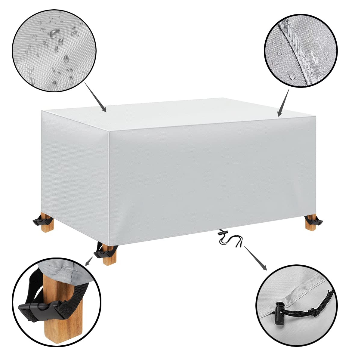 Waterproof 600D Oxford Fabric Patio Furniture Covers - Outdoor Table & Couch Cover for Deck, Lawn, Backyard (50.4