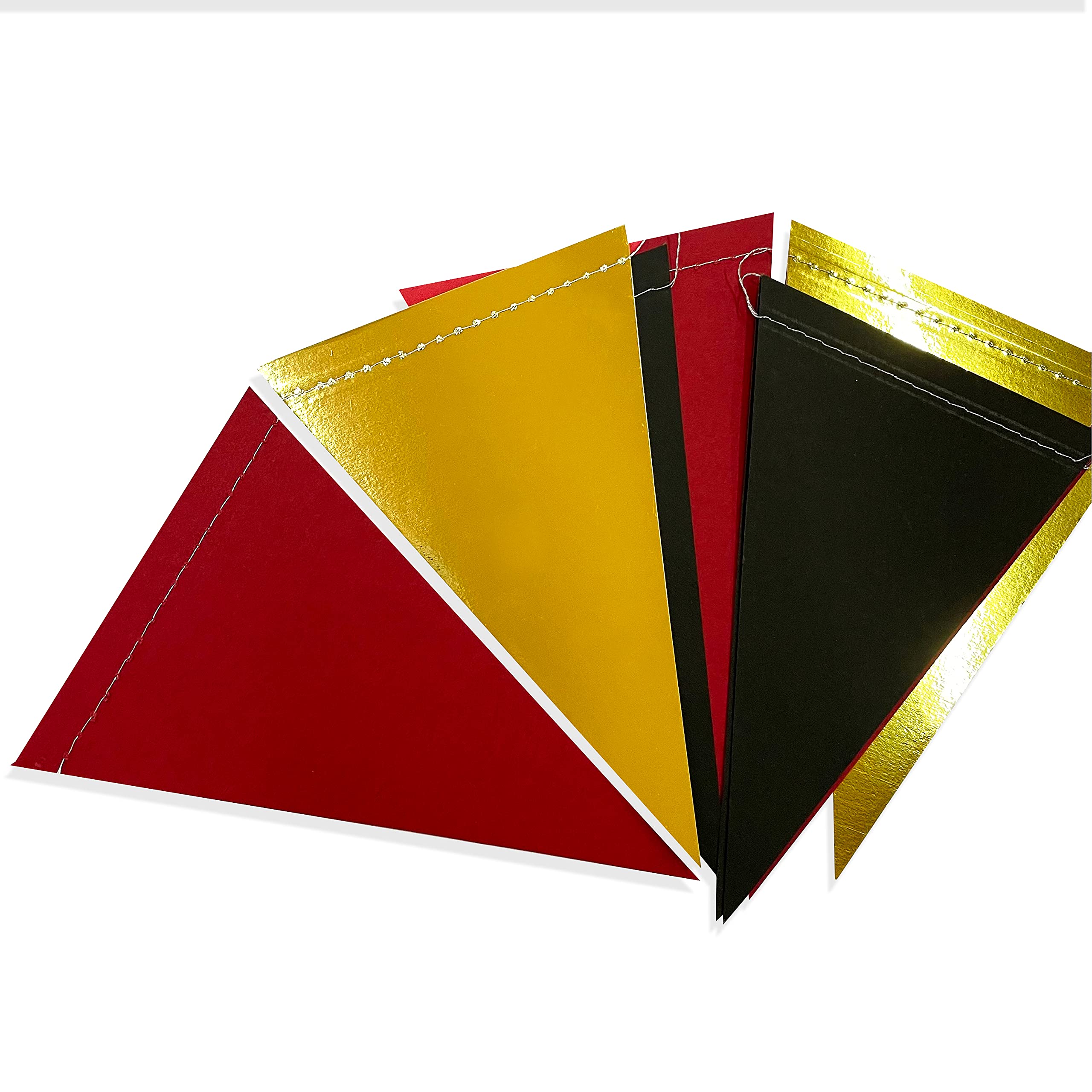 30 Ft Red Black Gold Party Decorations - Hanging Paper Triangle Banner Bunting Flag Garland for Graduation, Birthday, Wedding, Bridal Shower & Anniversary - Perfect for Casino Theme, Bachelorette Party & Home Decor