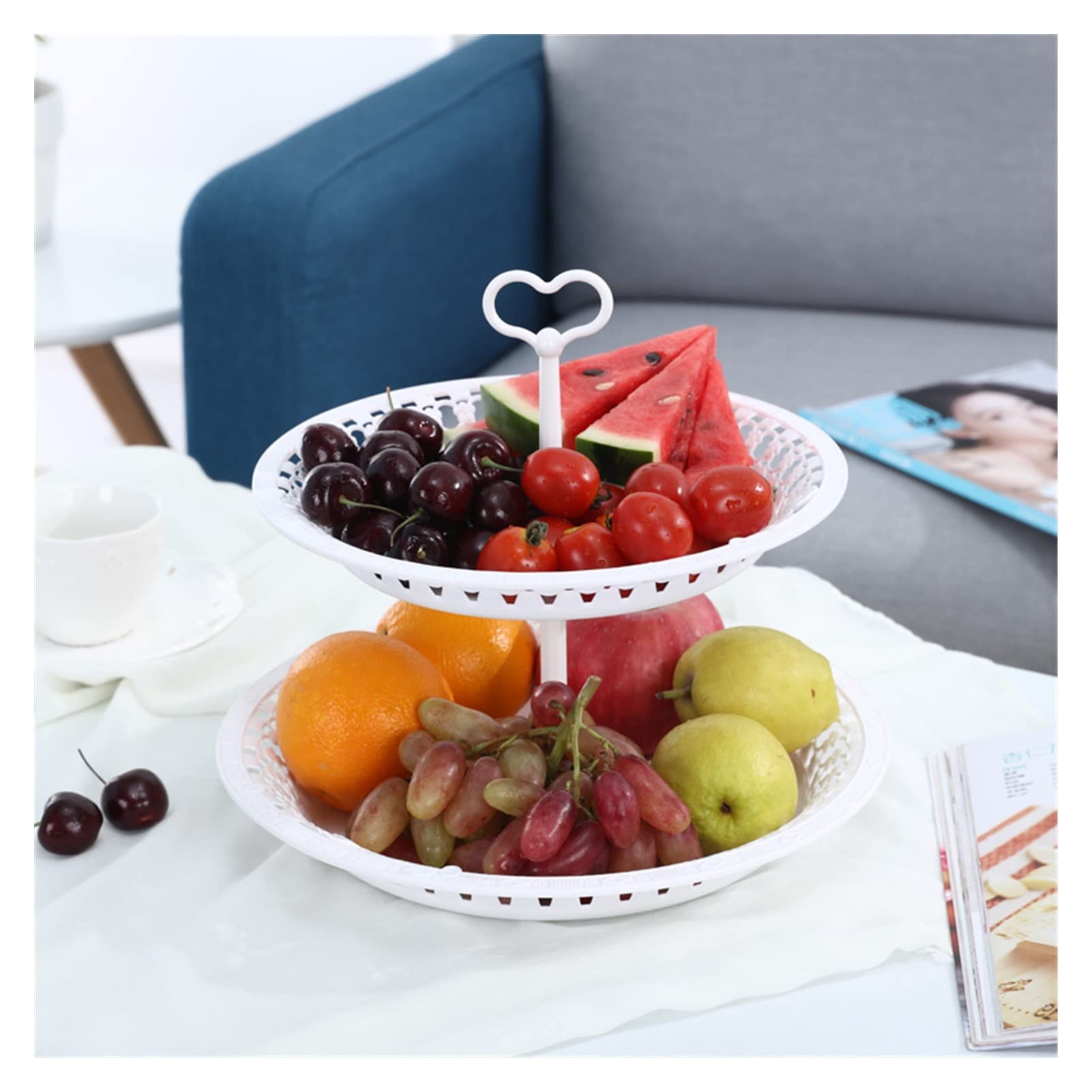 3-Tier Plastic Fruit Basket - Modern Multi-Layer Serving Tray for Dried Fruits, Snacks & Tea - Stylish Living Room Decor (2-Tier Option) - Perfect for Entertaining, Kitchen Organization & Home Decor