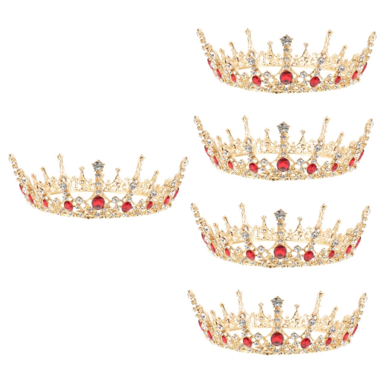 5Pcs Baroque Crown Princess Tiara Headband for Girls - Crystal Rhinestone Bridal Hair Jewelry, Wedding Headpiece, European & American Style - Perfect for Weddings, Pageants, Cosplay & Special Events