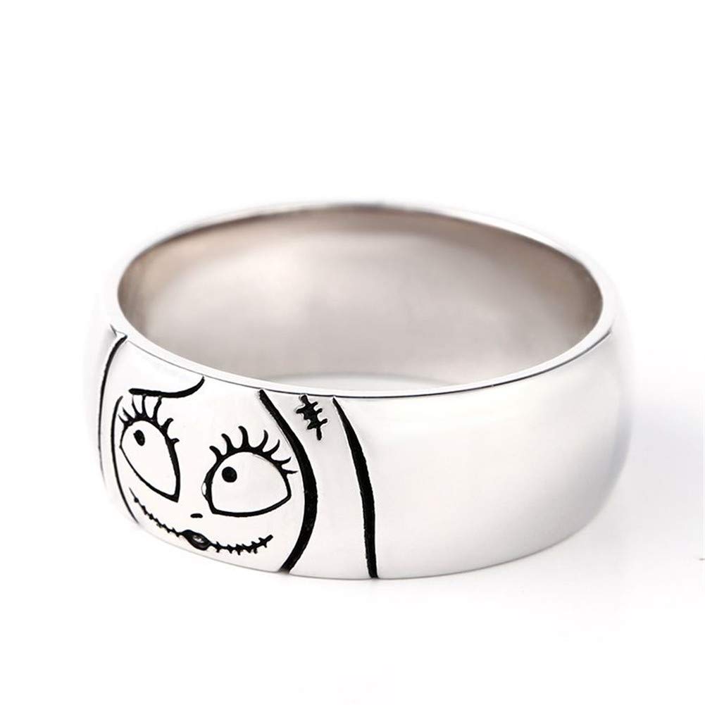 Jeulia Jack Skellington & Sally Halloween Couple Rings - 925 Sterling Silver Matching Band Set for Women & Men | Gothic Promise Rings for Anniversary, Valentines Day | Perfect Gift for Couples with Jewelry Box