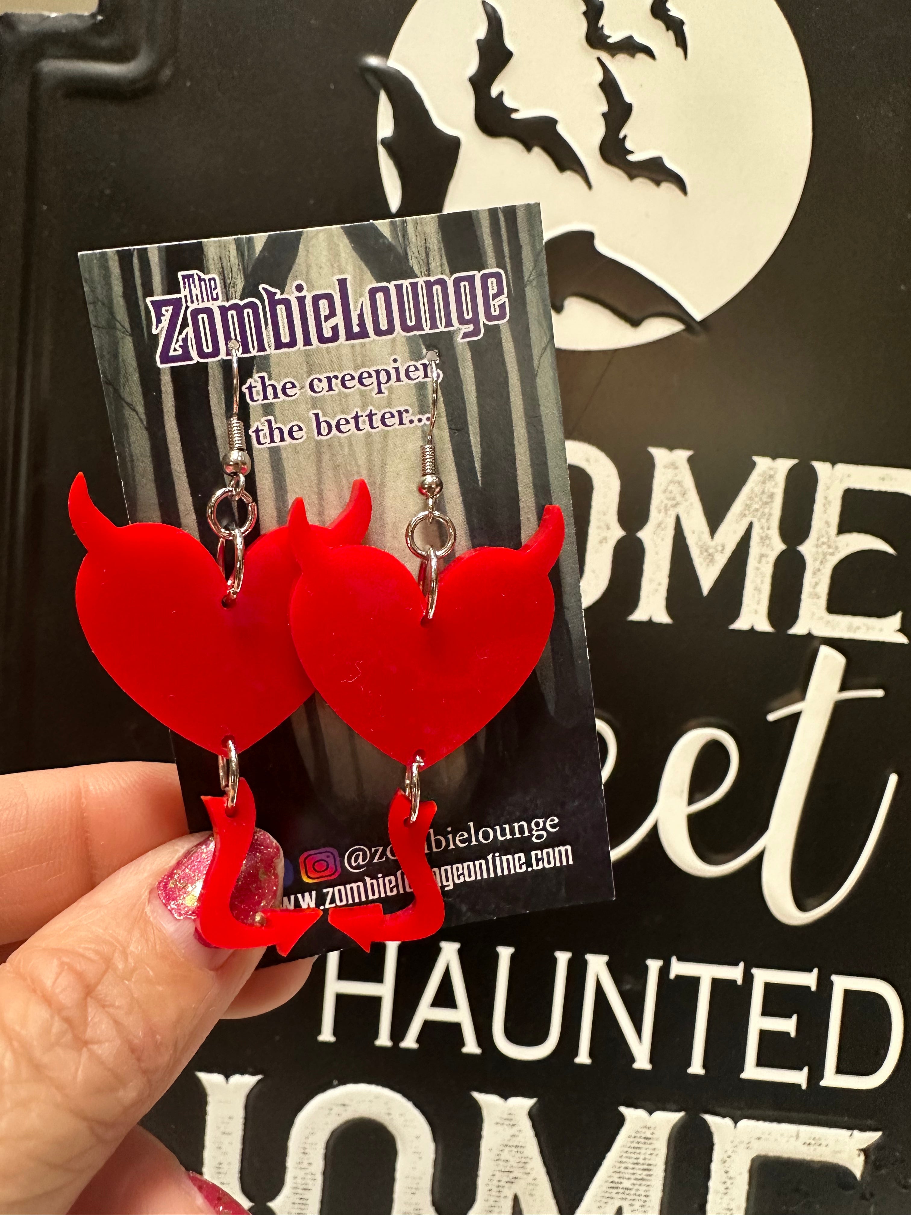 Devil Hearts Earrings for Women - Gothic Punk Jewelry, Valentine's Day Gift, Halloween Accessories - Perfect for Parties, Concerts, and Alternative Fashion