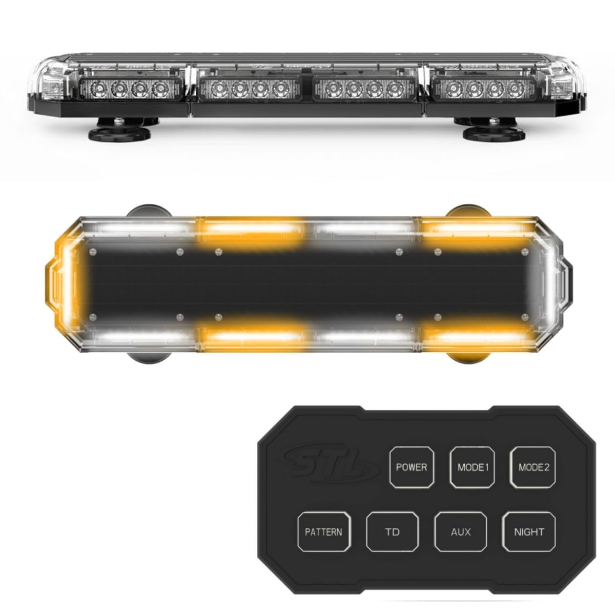 SpeedTech Lights Mini 21 120W LED Strobe Light Bar - Amber/White Alternating Emergency Warning Lights for Trucks, Cars, Plows & Emergency Vehicles with Magnetic Roof Mount - Ideal for Roadside Safety, Construction Zones & Vehicle Visibility
