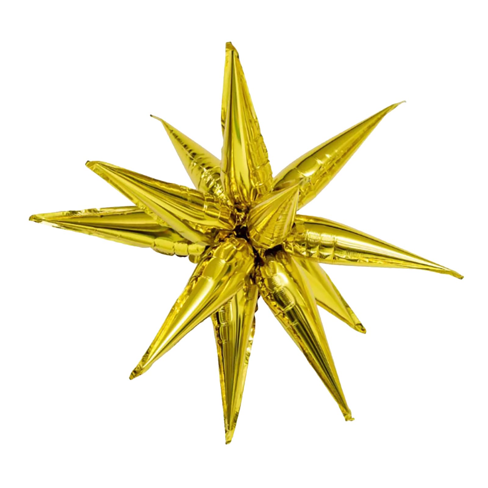 50pcs Gold Star Foil Balloons - 12 Point 3D Starburst Mylar Balloons for Party Decorations, Christmas, Birthday, Wedding, Baby Shower & Photo Booth Backdrops - Premium Explosion Foil Star Balloons for Festive Celebrations and Event Decor
