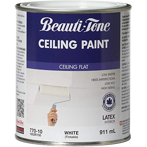 911mL White Interior Flat Latex Ceiling Paint - Premium Matte Finish for Smooth Coverage - Perfect for Bedrooms, Living Rooms & Home Renovation Projects