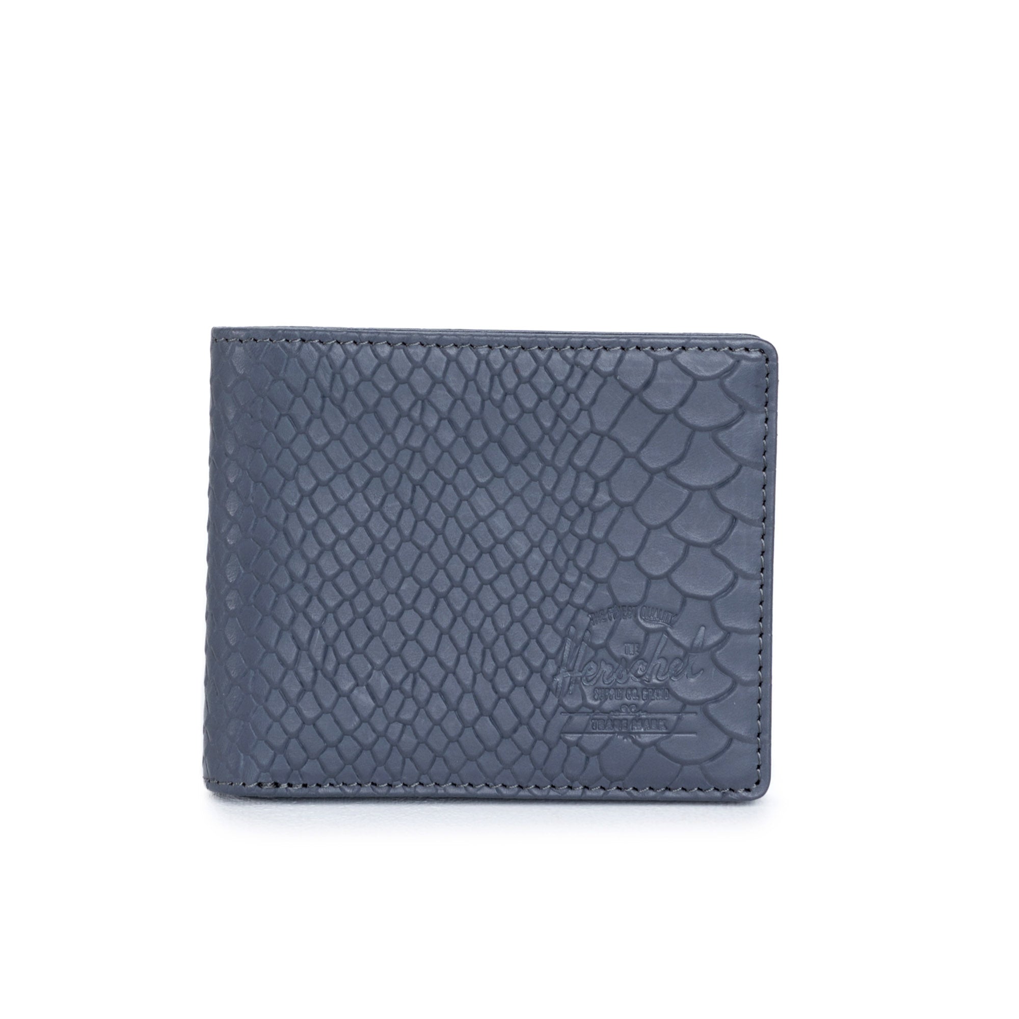 Herschel Hank Genuine Leather Wallet for Men - Slim RFID Blocking Bifold Wallet with Card Slots, Charcoal Snake Print - Perfect for Everyday Carry, Travel & Business Use