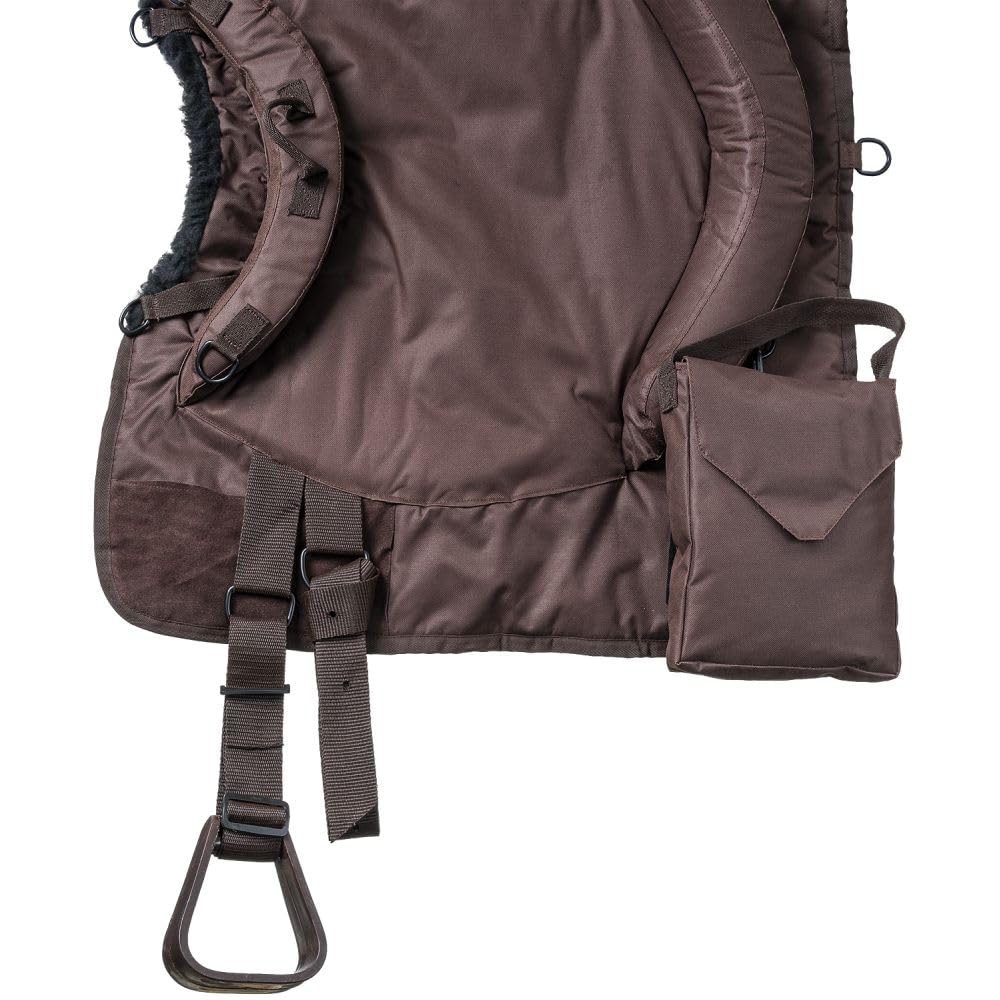 Durable Polypropylene Bareback Pad with Accessory Bags for Horse Riding - Lightweight & Comfortable Equestrian Training Gear for Trail Rides & Western Riding (Brown)