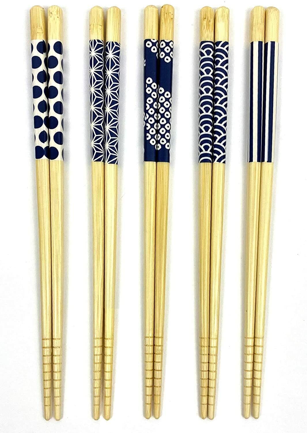 Japanese Bamboo Chopsticks Set - 5 Pairs Reusable Dishwasher Safe for Sushi, Ramen & Asian Cuisine