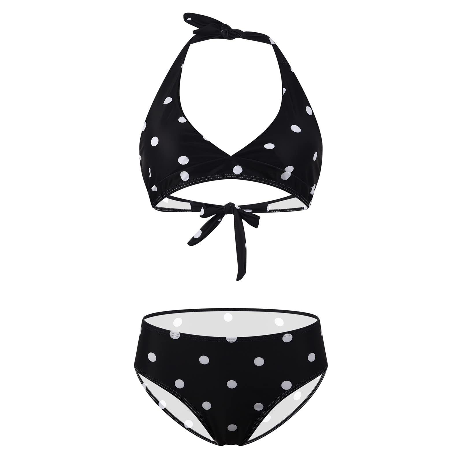Women's Sexy Backless Split Bikini Set with Wave Point Design - Perfect for Beach Vacations, Pool Parties & Summer Getaways