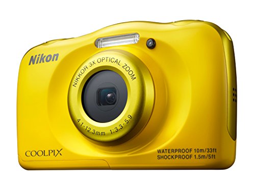 Nikon COOLPIX S33 Waterproof Digital Camera 13.2MP with 3x Zoom - Shockproof & Freeze-proof Compact Camera for Kids & Outdoor (Yellow) - Perfect for Beach, Pool, Hiking & Family Adventures