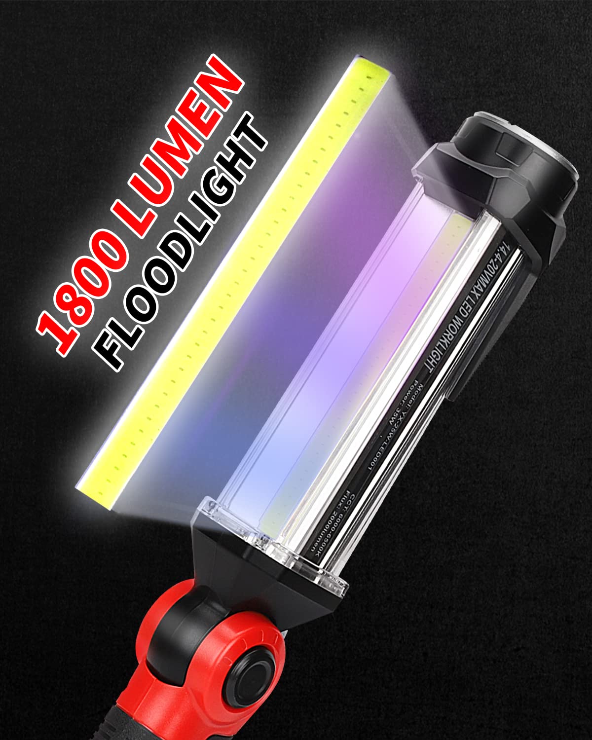 Hipoke 35W 2000LM Rechargeable LED Work Light - Compatible with Milwaukee 18V Battery, COB Flashlight with USB Port & Hook - Perfect for Garage, Car Repair, Camping, Emergency Lighting and Outdoor Activities