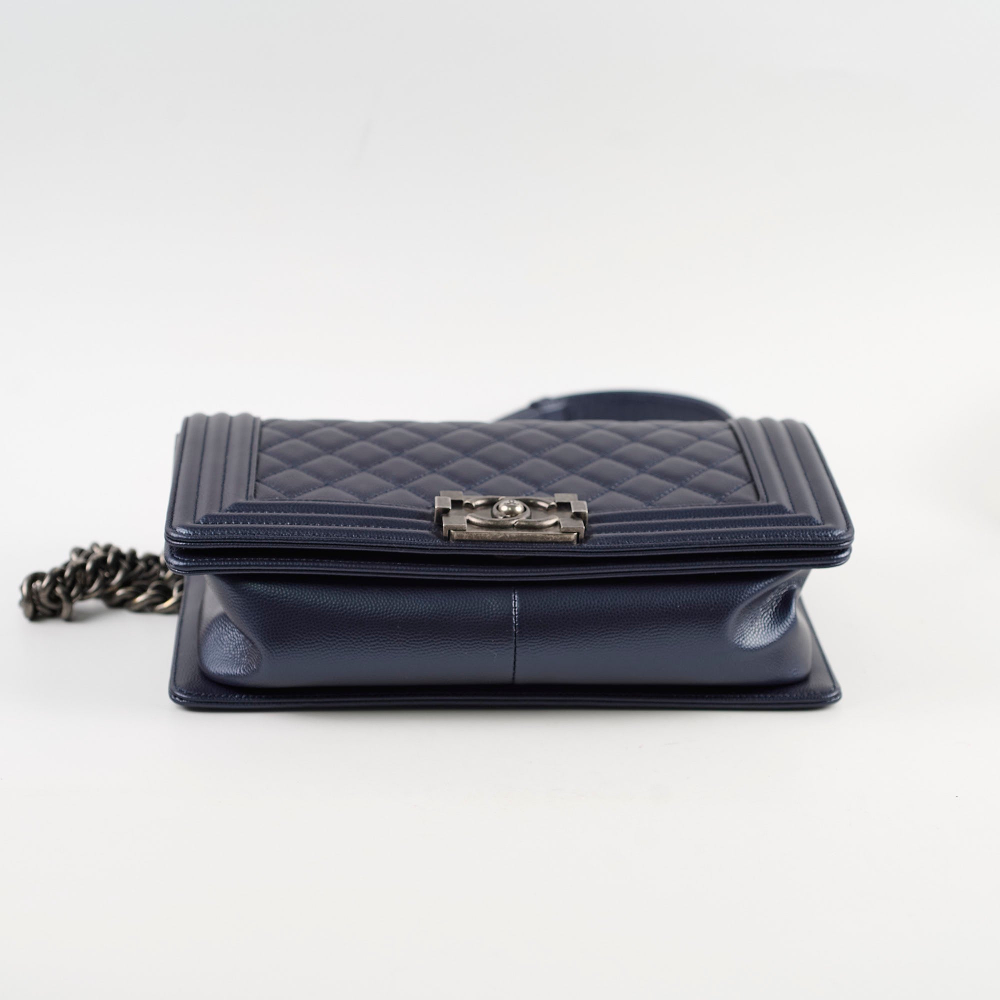 Chanel Old Medium Caviar Boy Bag in Metallic Blue - Luxury Crossbody Shoulder Bag for Women | Perfect for Date Night, Parties & Special Occasions