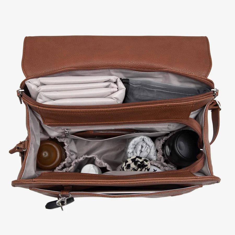 Vanchi Vegan Leather Emmy Backpack Diaper Bag in Pebbled Tan - Stylish & Spacious Baby Bag for Moms, Perfect for Travel, Shopping & Daily Use