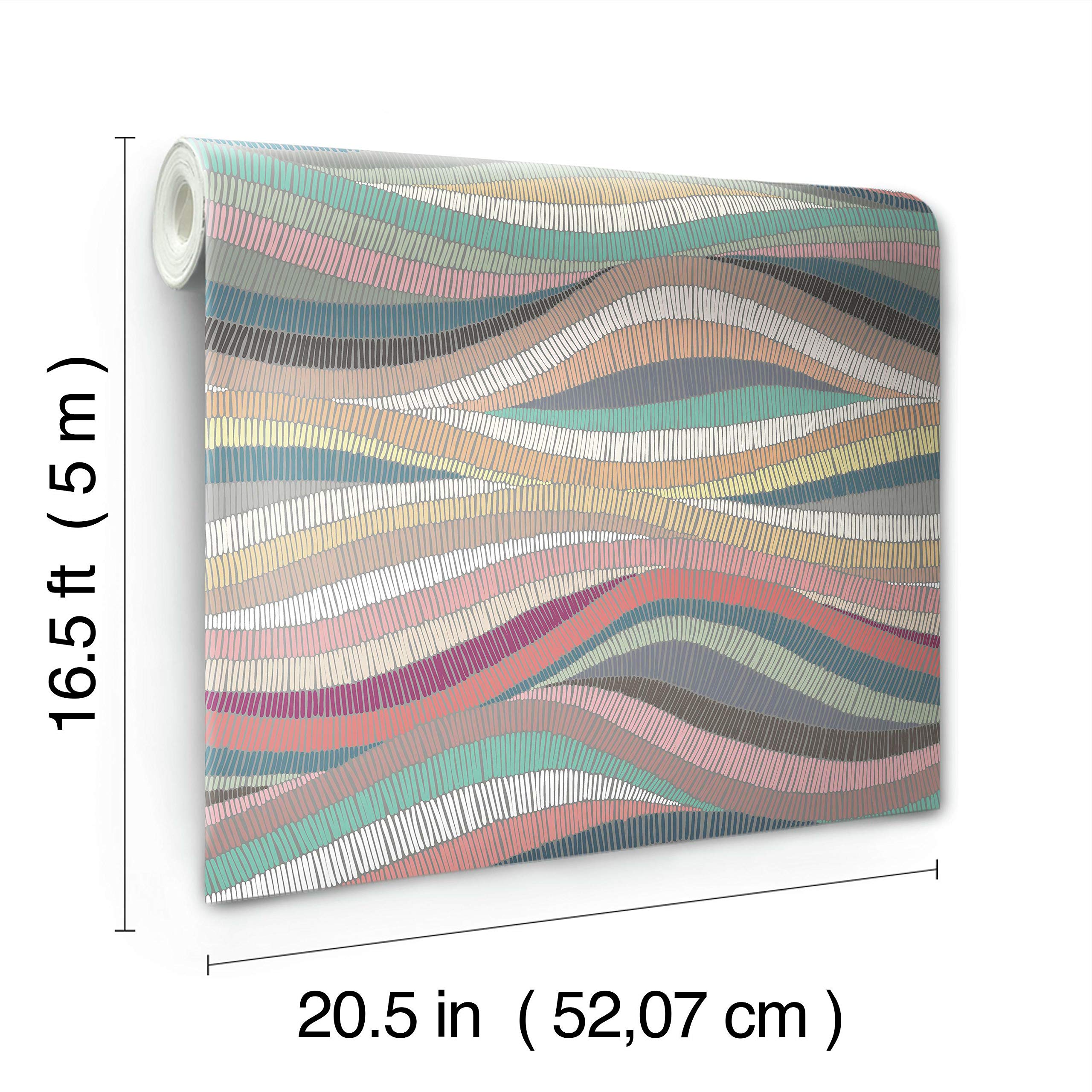 RoomMates Mosaic Waves Peel and Stick Wallpaper - Self-Adhesive Removable Wall Decal for Bedroom, Living Room, Nursery & Office Decor