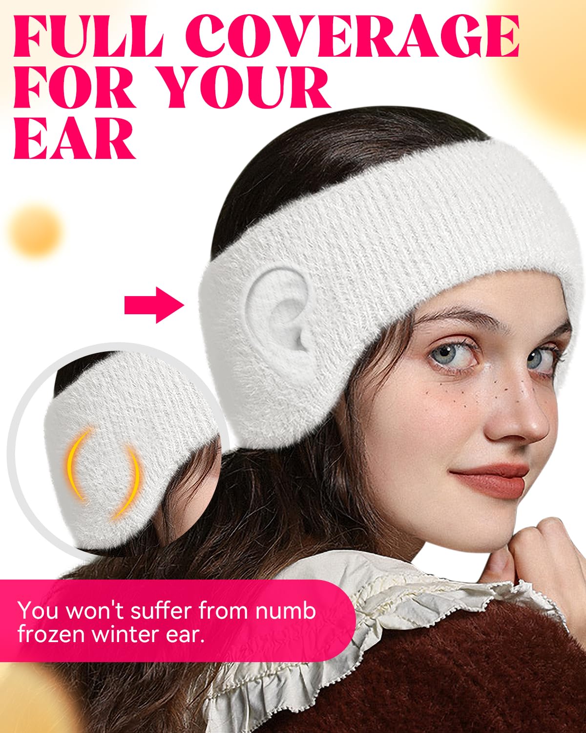 Women's Double Layer Thick Knitted Fuzzy Winter Headband - Fleece Ear Warmers & Head Wrap for Skiing, Running & Outdoor Activities | Cozy Winter Accessory Gift