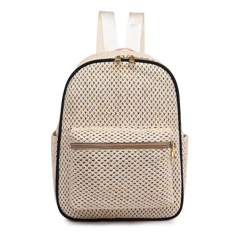 Handwoven Straw Backpack for Women - Beach Crossbody Purse for Summer Outings
