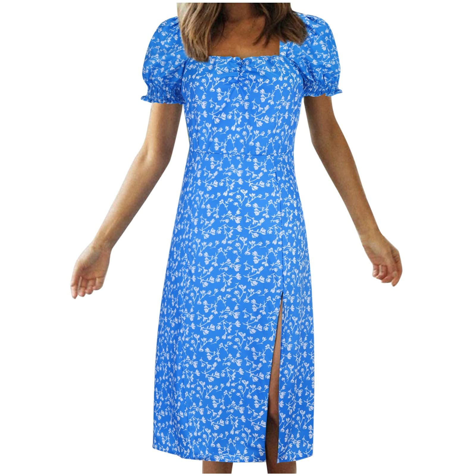 Women's Floral Wrap Maxi Dress - Casual Summer Tank Sun Dress with V-Neck & Short Sleeves | Perfect for Beach Vacations, Date Nights & Outdoor Parties