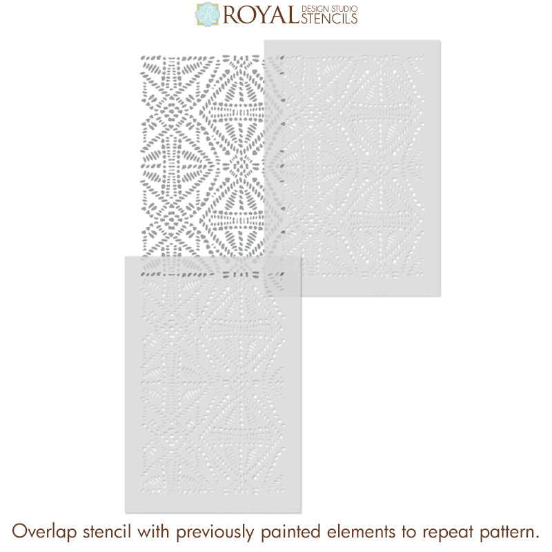 Tribal Batik Furniture Stencil - Handmade Wooden Stencils for DIY Furniture Painting & Home Decor | Perfect for Cabinets, Tables, and Wall Art Projects