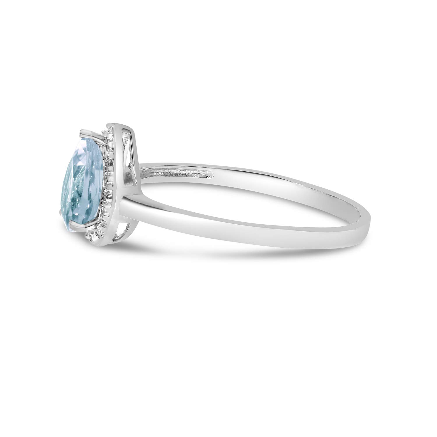10K White Gold Pear Aquamarine and Diamond Engagement Ring - Elegant Wedding, Anniversary, or Gift Jewelry for Women