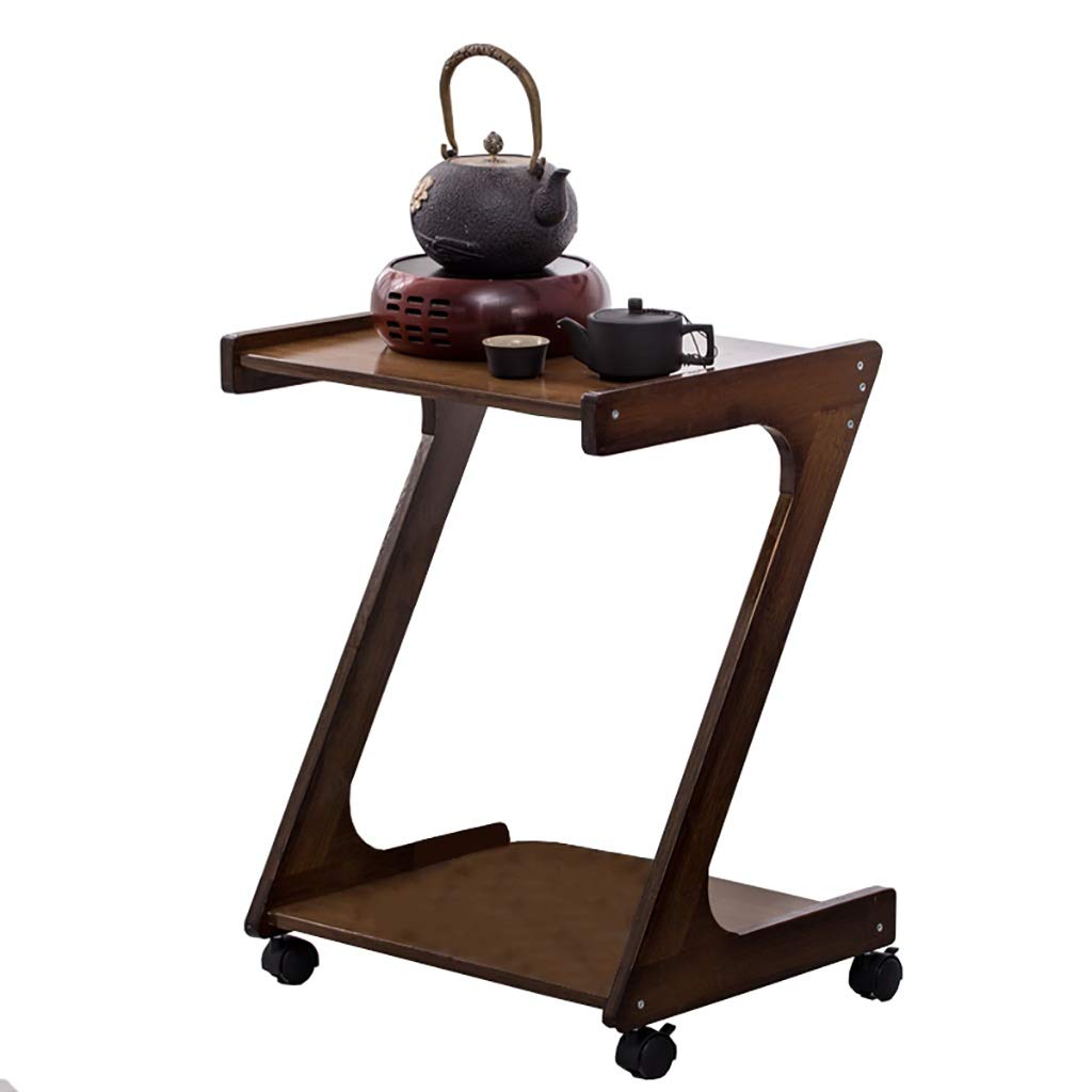 Modern Z-Shaped Coffee Table with Universal Wheels - 47cm Movable Side Table for Living Room, Bedroom & Balcony - Versatile Sofa Table, Snack Table & Laptop Desk (Color: Brown) - Perfect for Small Spaces, Home Office & Apartment Decor