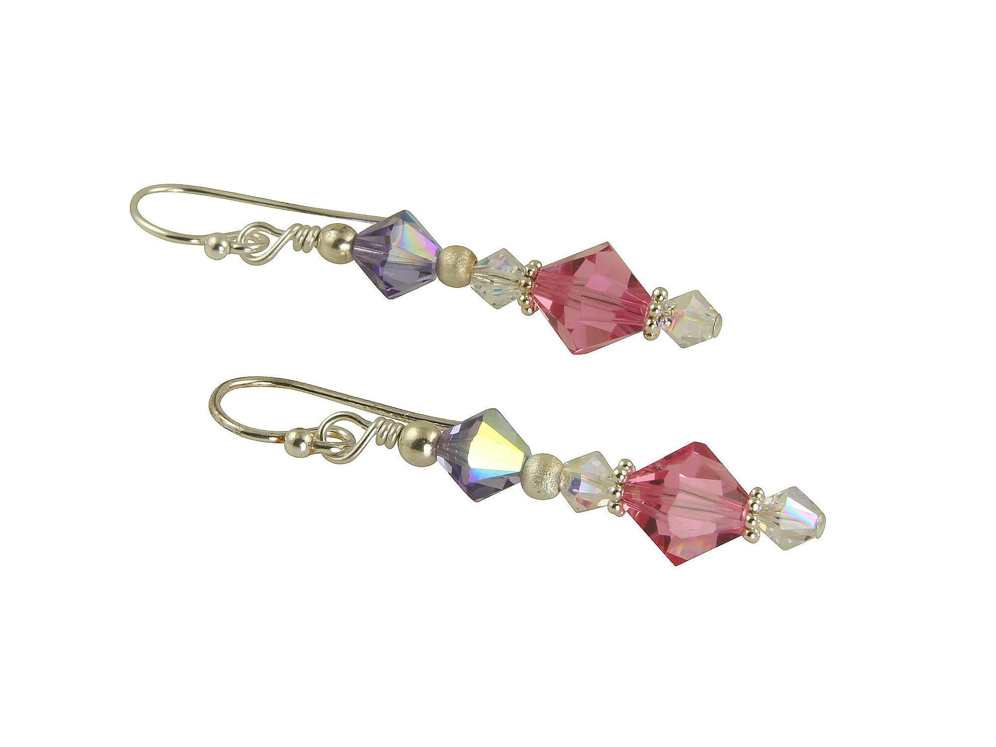 Tanzanite Pink Crystal Beaded Earrings for Women - Elegant Dangle Drop Jewelry for Party, Wedding & Evening Wear