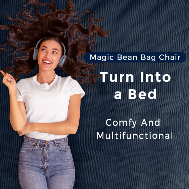 MAXYOYO Giant Bean Bag Bed - Corduroy Convertible Chair & Floor Mattress for Adults | Comfortable Lounge Chair & Guest Bed for Living Room, Bedroom & Dorm