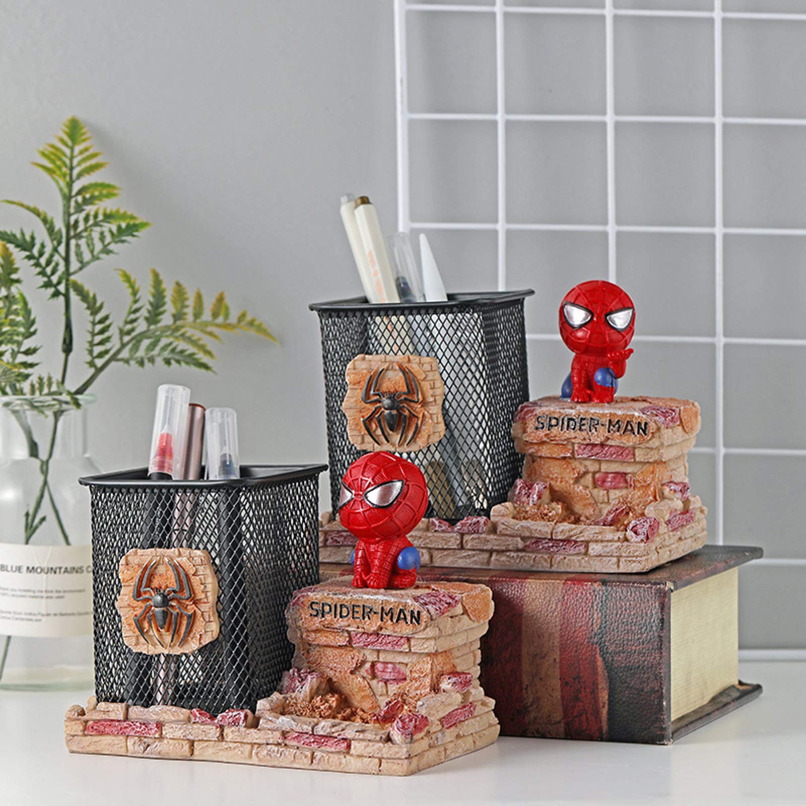 BREIS Spiderman Pen Holder - Creative Office Desk Organizer for Kids & Adults - Unique Spiderman Themed Stationery Storage Box - Perfect Gift for Spiderman Fans (Red) - Ideal for Home, Office & School Use