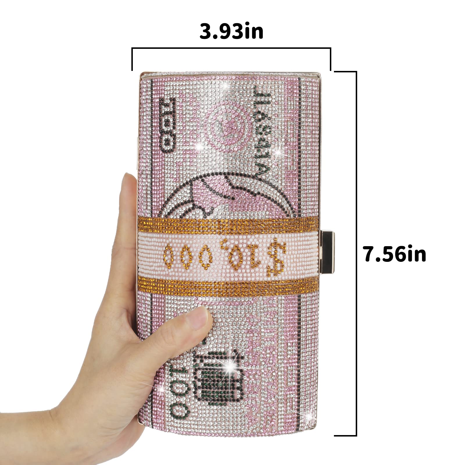 Sparkling Rhinestone Red Money Clutch Purse for Women - Elegant Crystal Wedding Evening Bag with Diamond Bling for Parties, Prom, Gala & Special Occasions