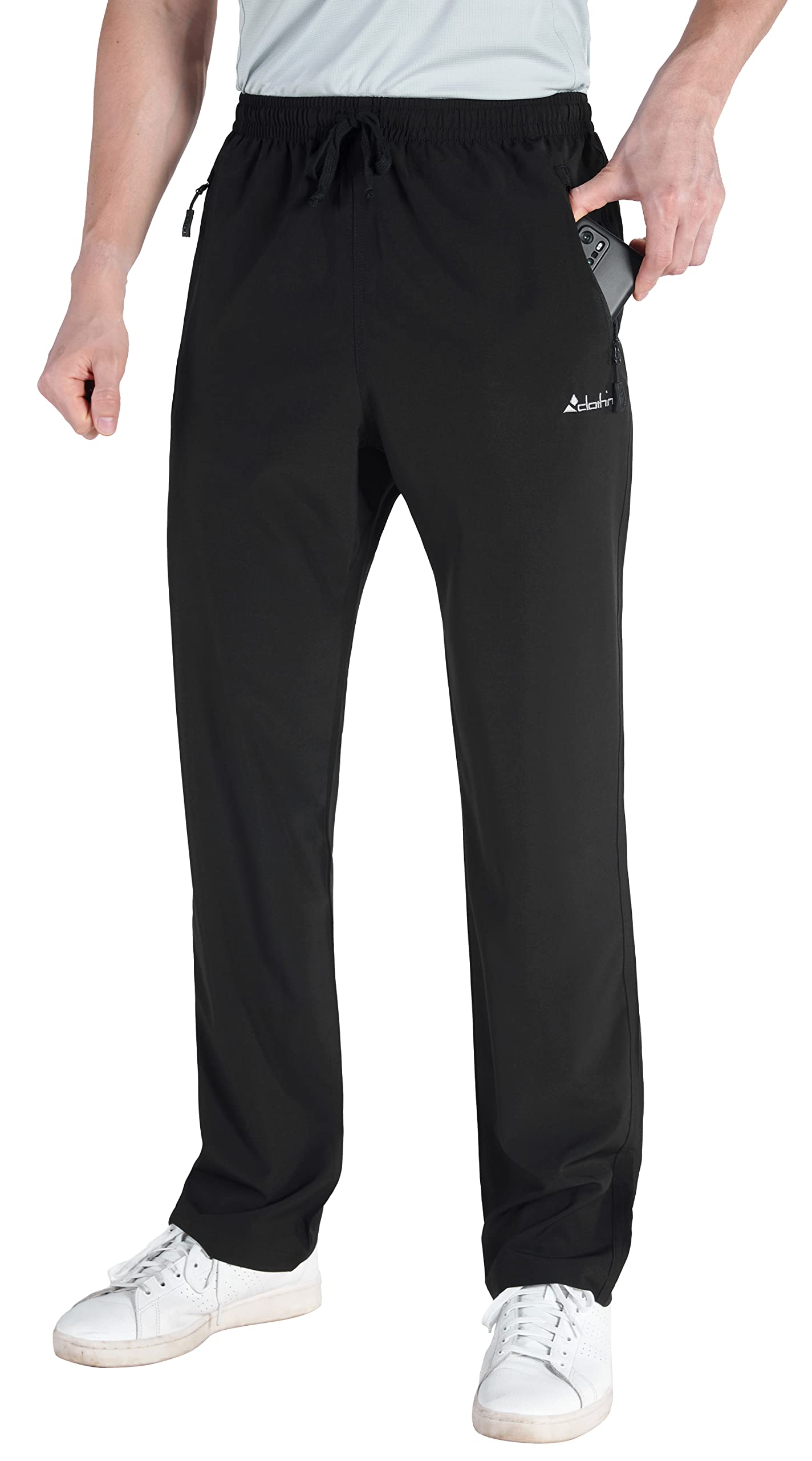 Men's Lightweight Elastic Waist Sweatpants with Drawstring & Zipper Pockets - Breathable Athletic Joggers for Hiking, Gym, Travel & Casual Wear