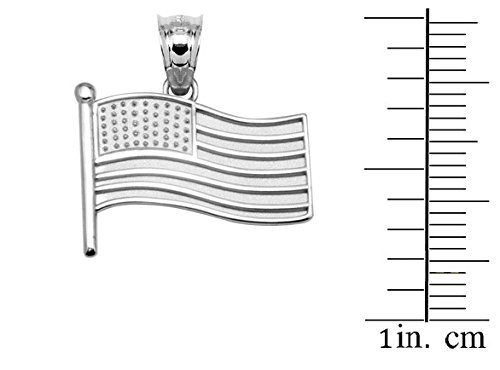 10k White Gold American Flag Charm Pendant Necklace for Women - Patriotic Jewelry Gift for Independence Day, Memorial Day & Veterans Day - Perfect for Everyday Wear & Special Occasions