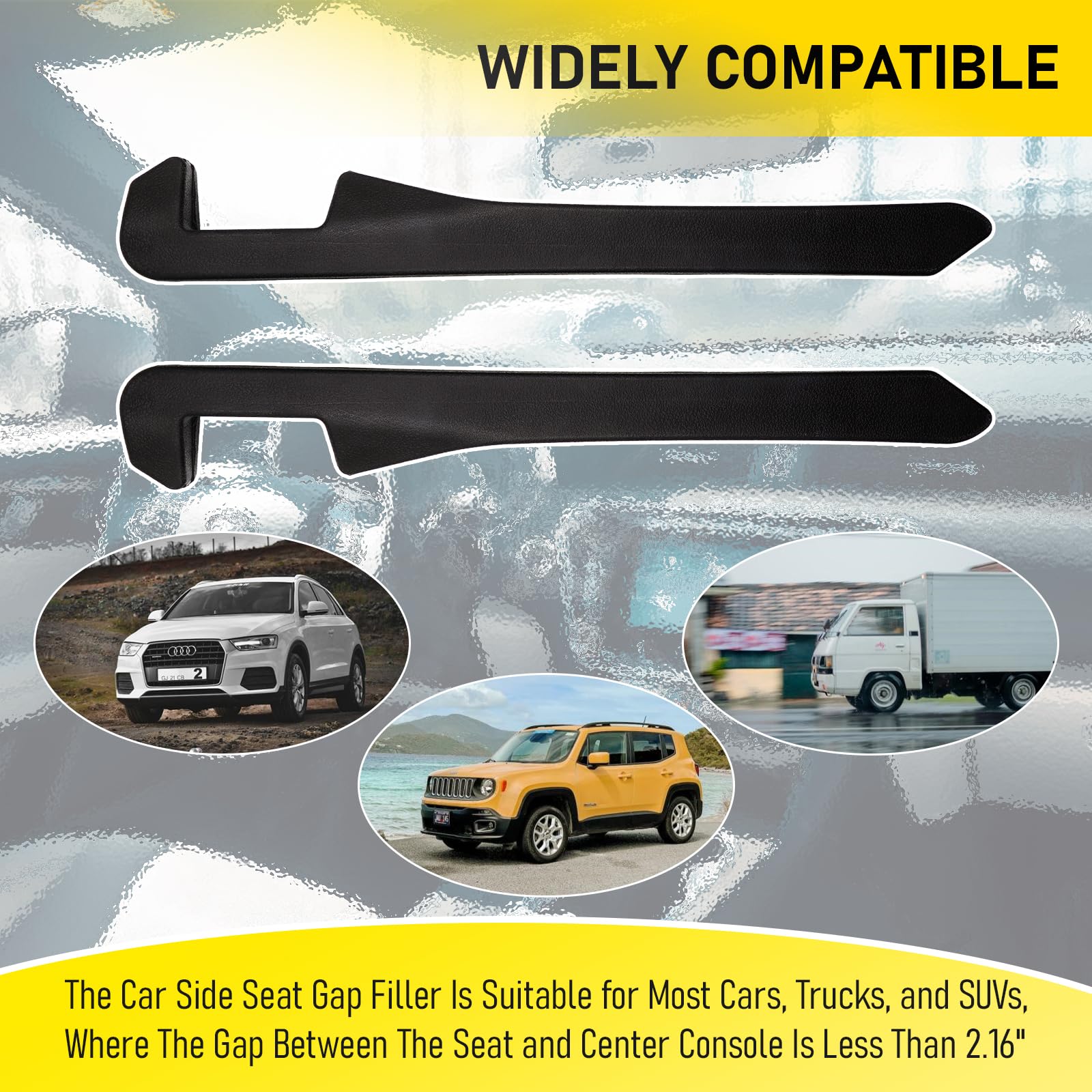 2-Pack Elastic Car Seat Gap Filler - Universal Gap Plug for Seat & Console, Prevents Items from Falling in Cars, Trucks & SUVs (Black) - Perfect for Road Trips, Daily Commutes & Family Travel
